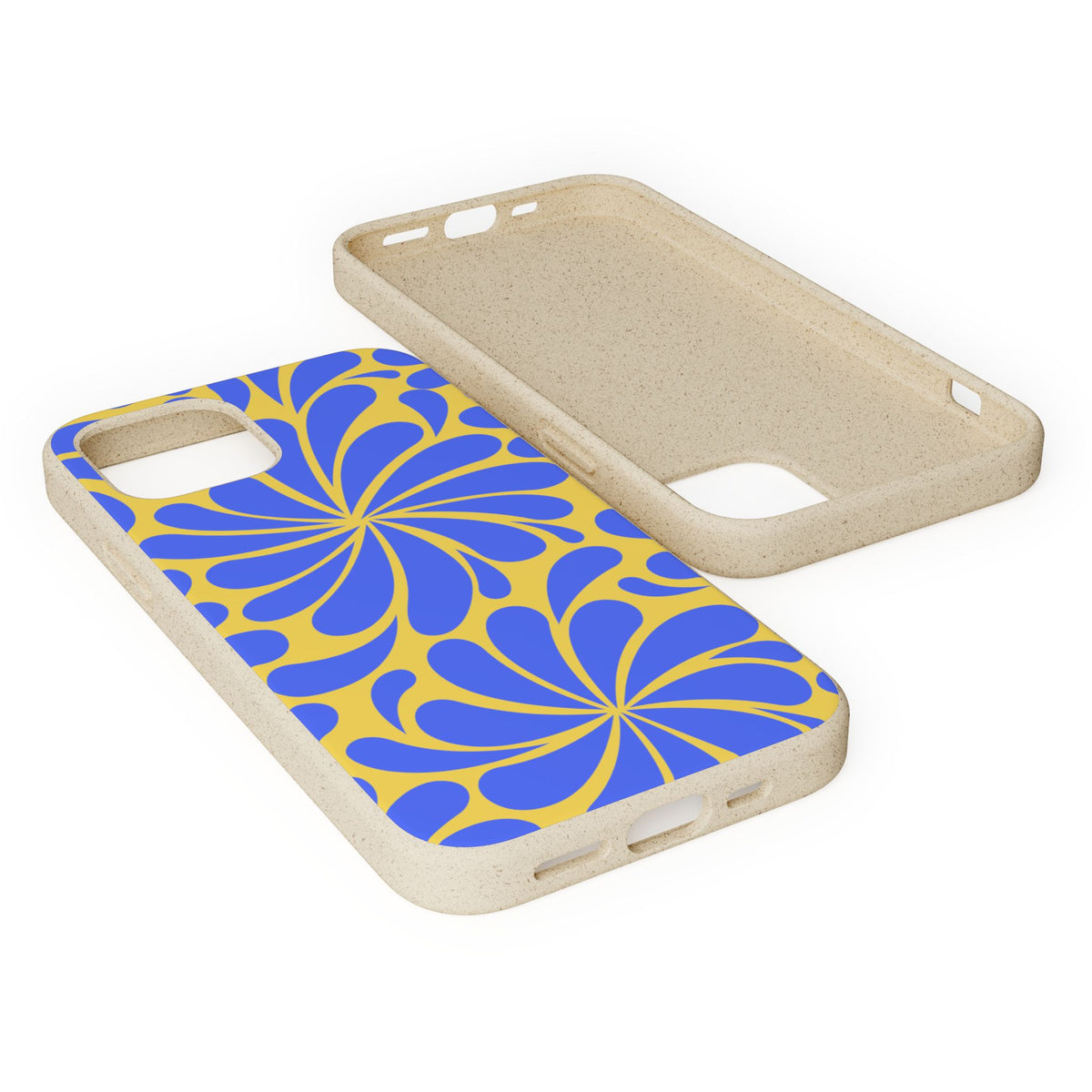 Biodegradable Phone Case — Blue & Yellow Retro Swirl Eco Phone Cover