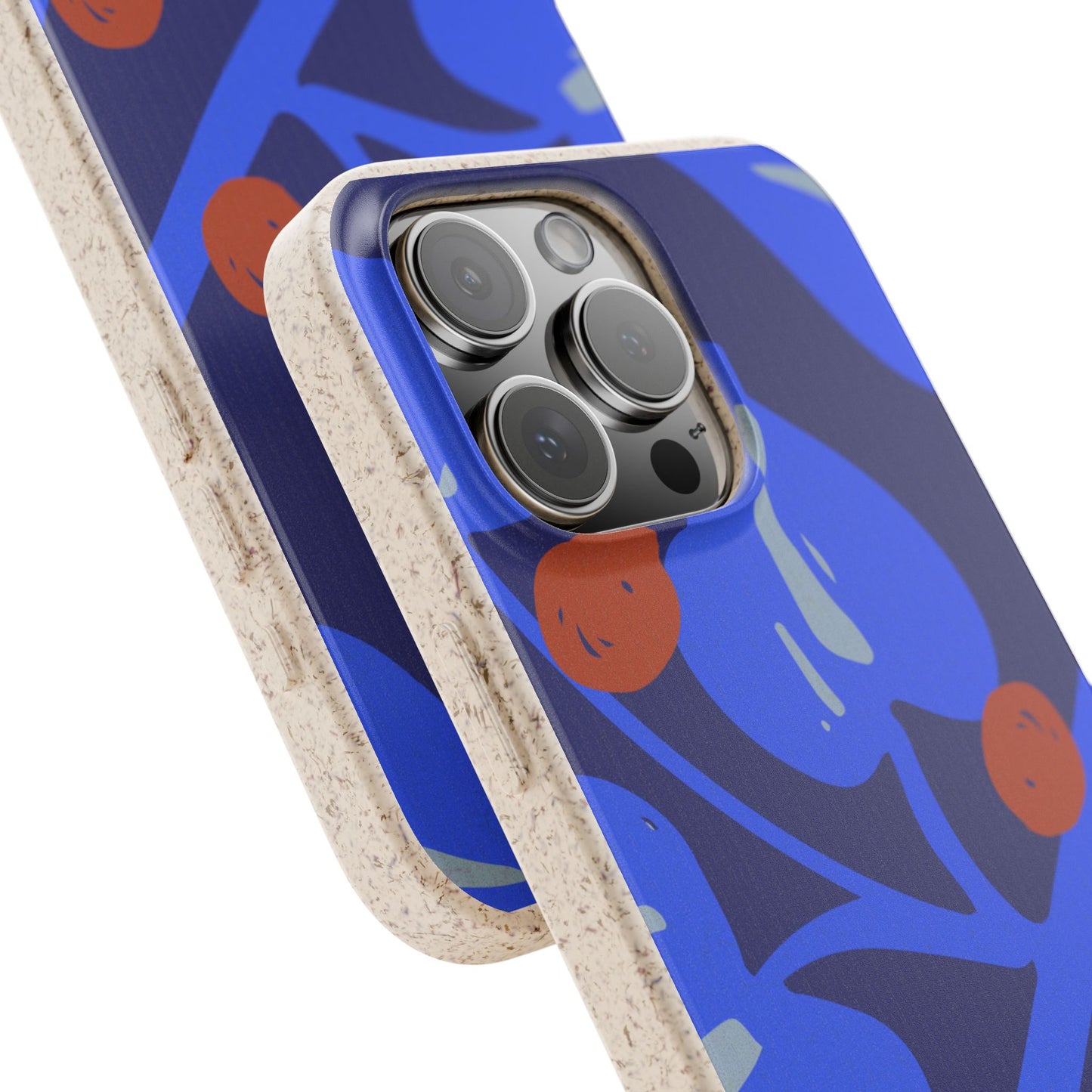 Biodegradable Phone Case — Bold Blue Abstract Floral Berry Design