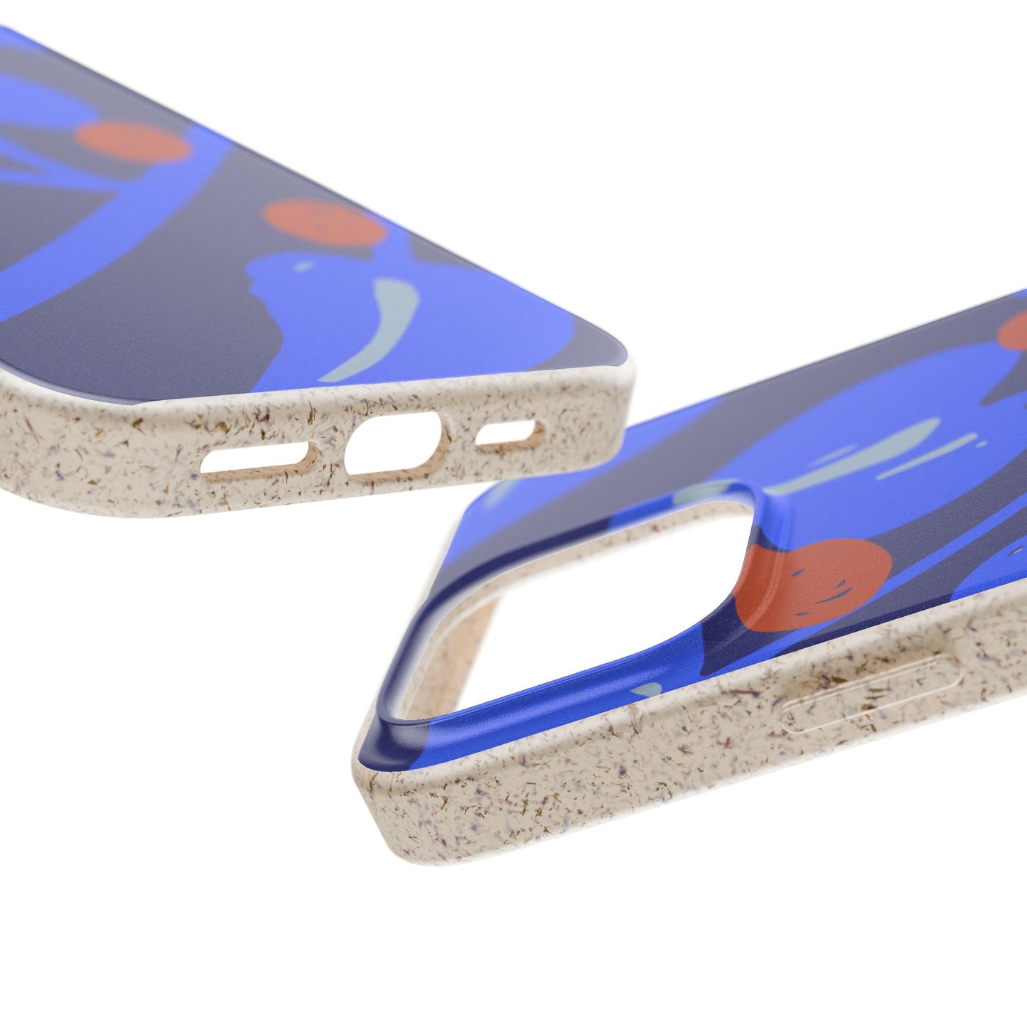 Biodegradable Phone Case — Bold Blue Abstract Floral Berry Design