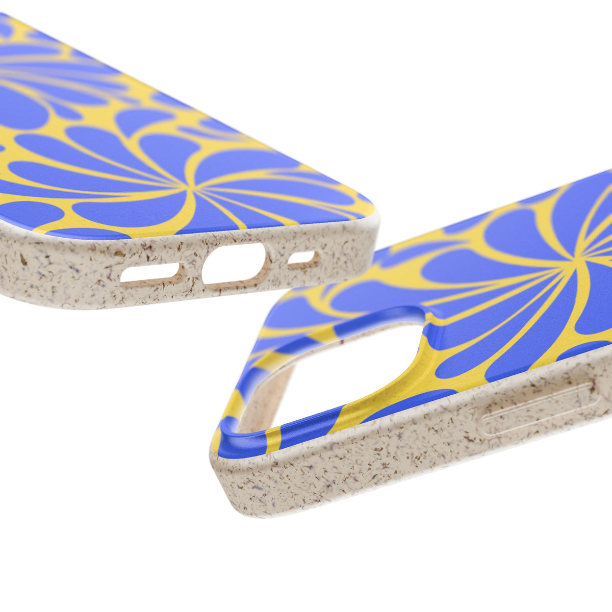 Biodegradable Phone Case — Blue & Yellow Retro Swirl Eco Phone Cover