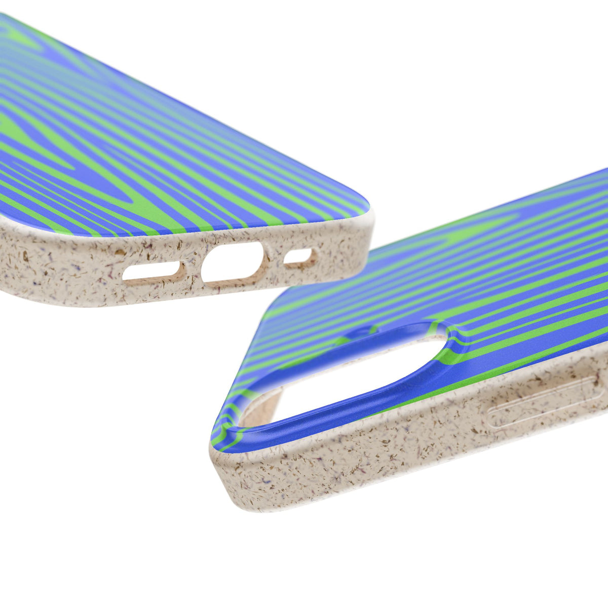 Eco Woodgrain Phone Case — Biodegradable Blue & Green Pattern