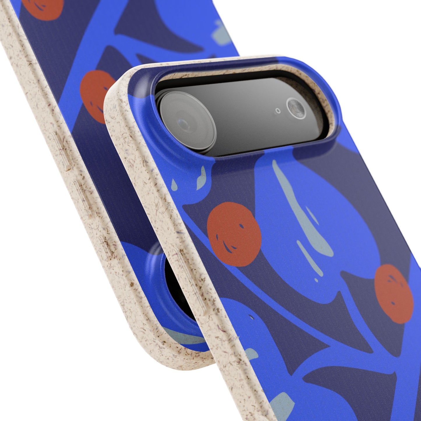 Biodegradable Phone Case — Bold Blue Abstract Floral Berry Design