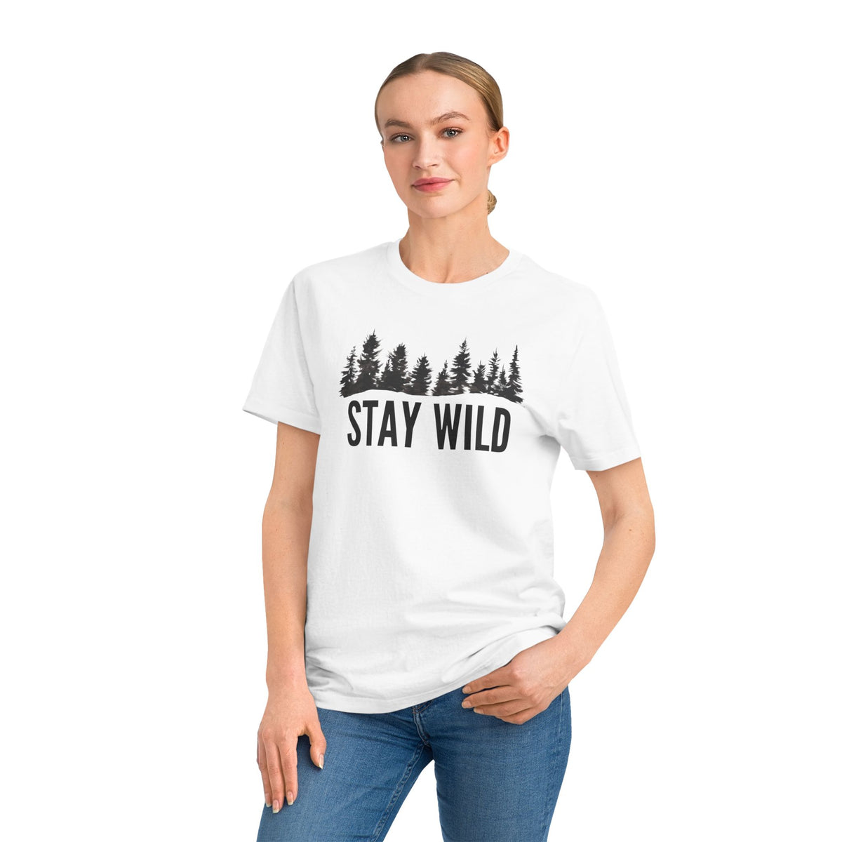 Stay Wild Alpine Graphic Tee – 100% Organic Cotton Minimalist Shirt