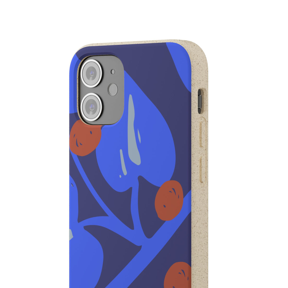 Biodegradable Phone Case — Bold Blue Abstract Floral Berry Design