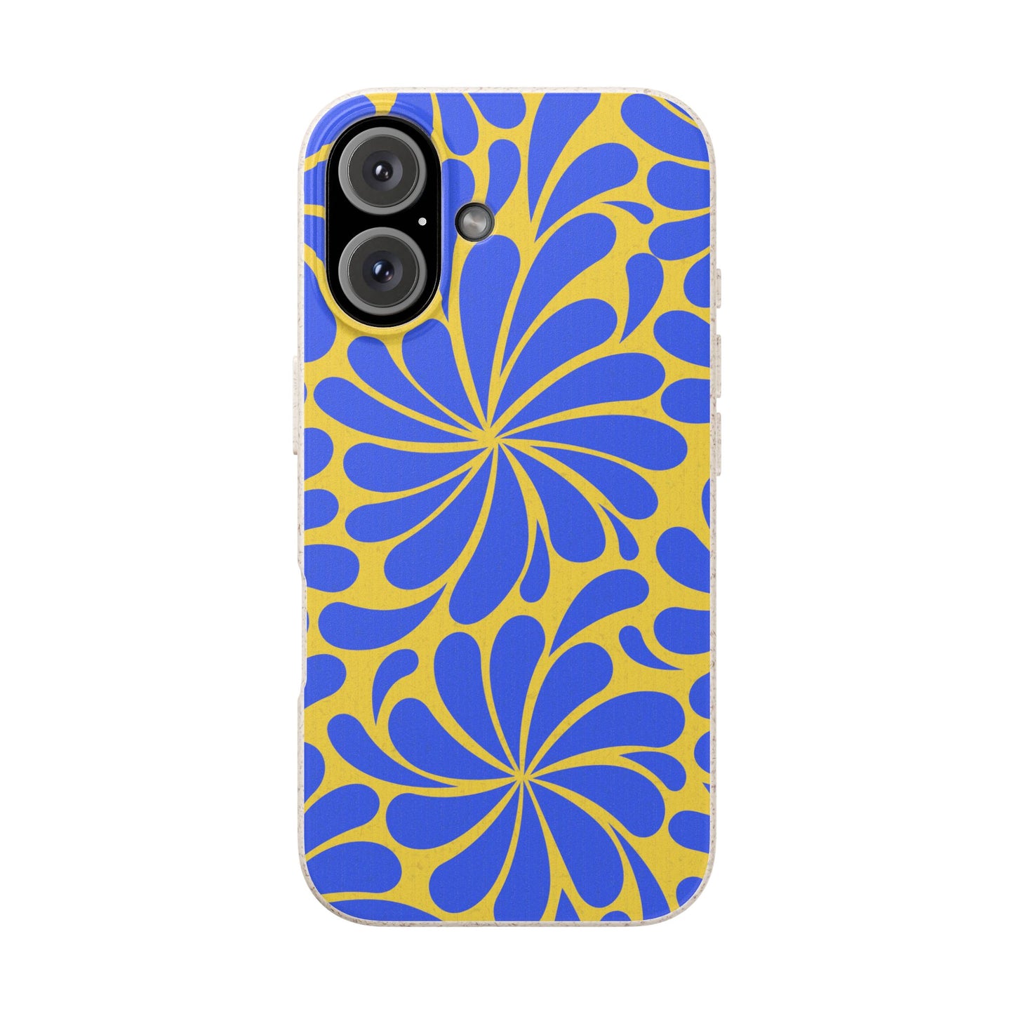 Biodegradable Phone Case — Blue & Yellow Retro Swirl Eco Phone Cover