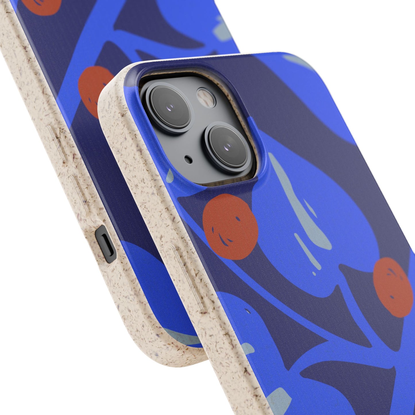 Biodegradable Phone Case — Bold Blue Abstract Floral Berry Design