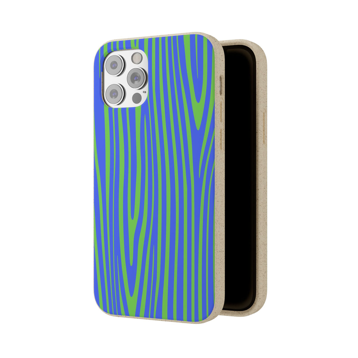 Eco Woodgrain Phone Case — Biodegradable Blue & Green Pattern