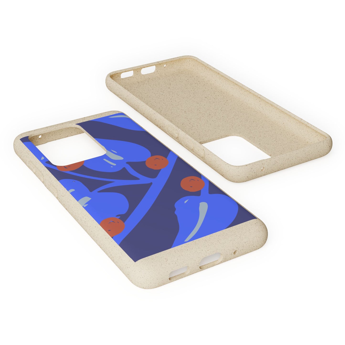 Biodegradable Phone Case — Bold Blue Abstract Floral Berry Design