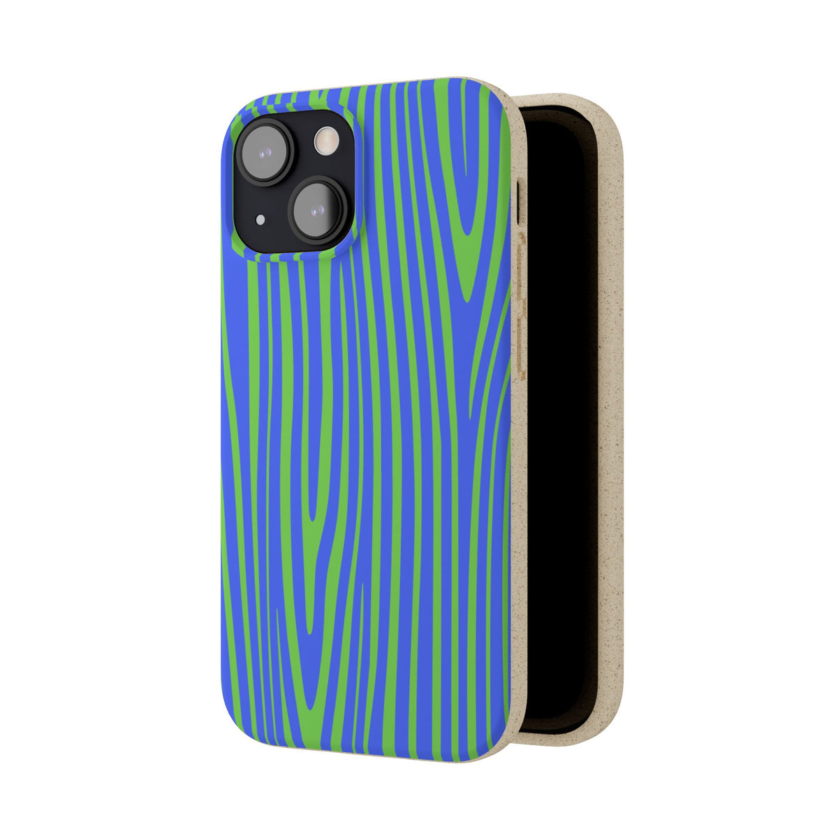 Eco Woodgrain Phone Case — Biodegradable Blue & Green Pattern