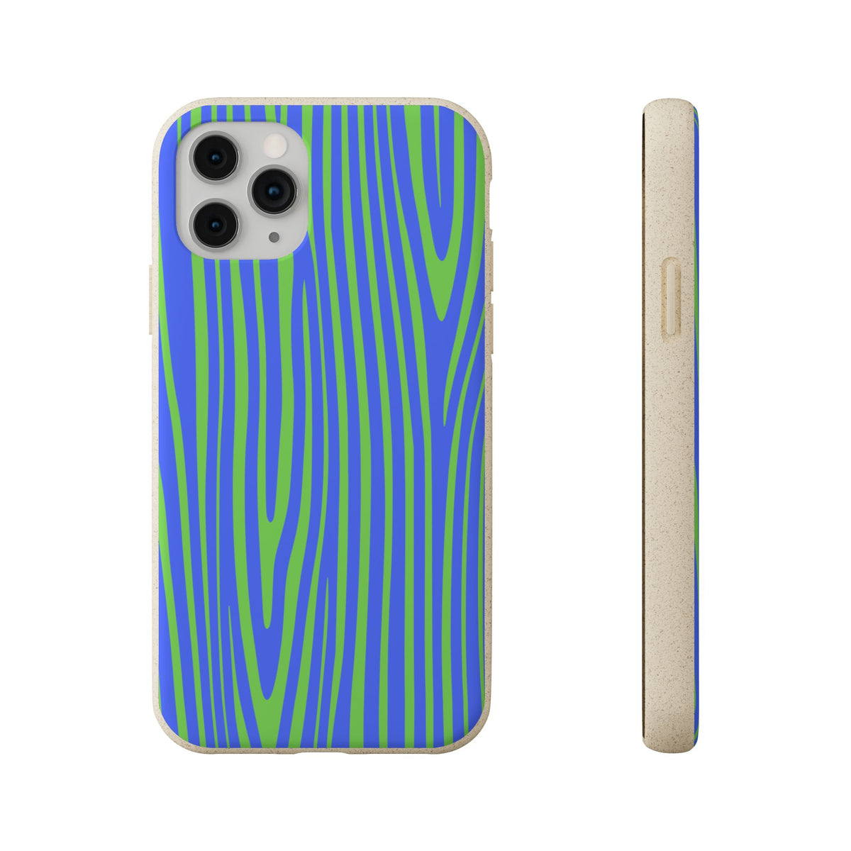 Eco Woodgrain Phone Case — Biodegradable Blue & Green Pattern