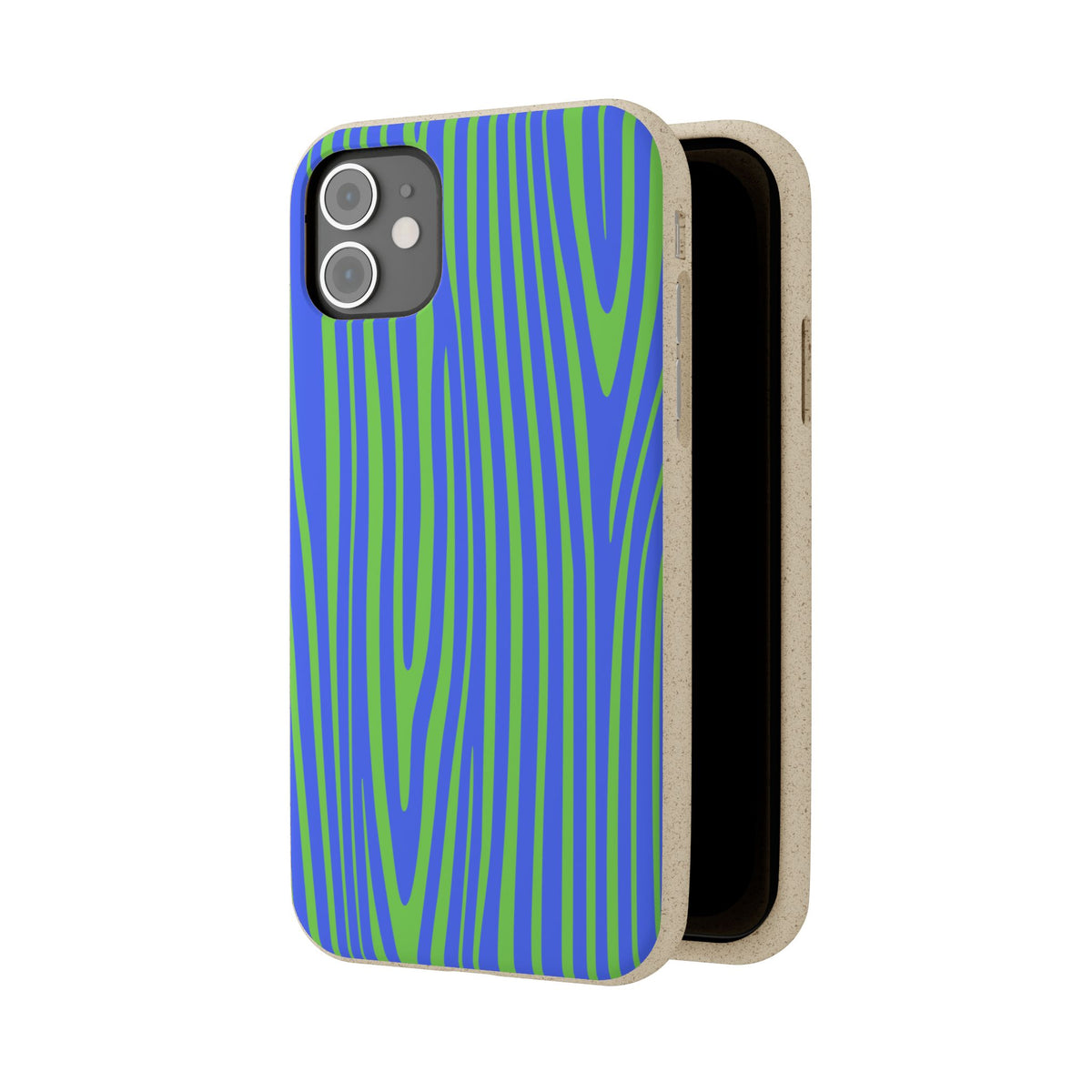 Eco Woodgrain Phone Case — Biodegradable Blue & Green Pattern