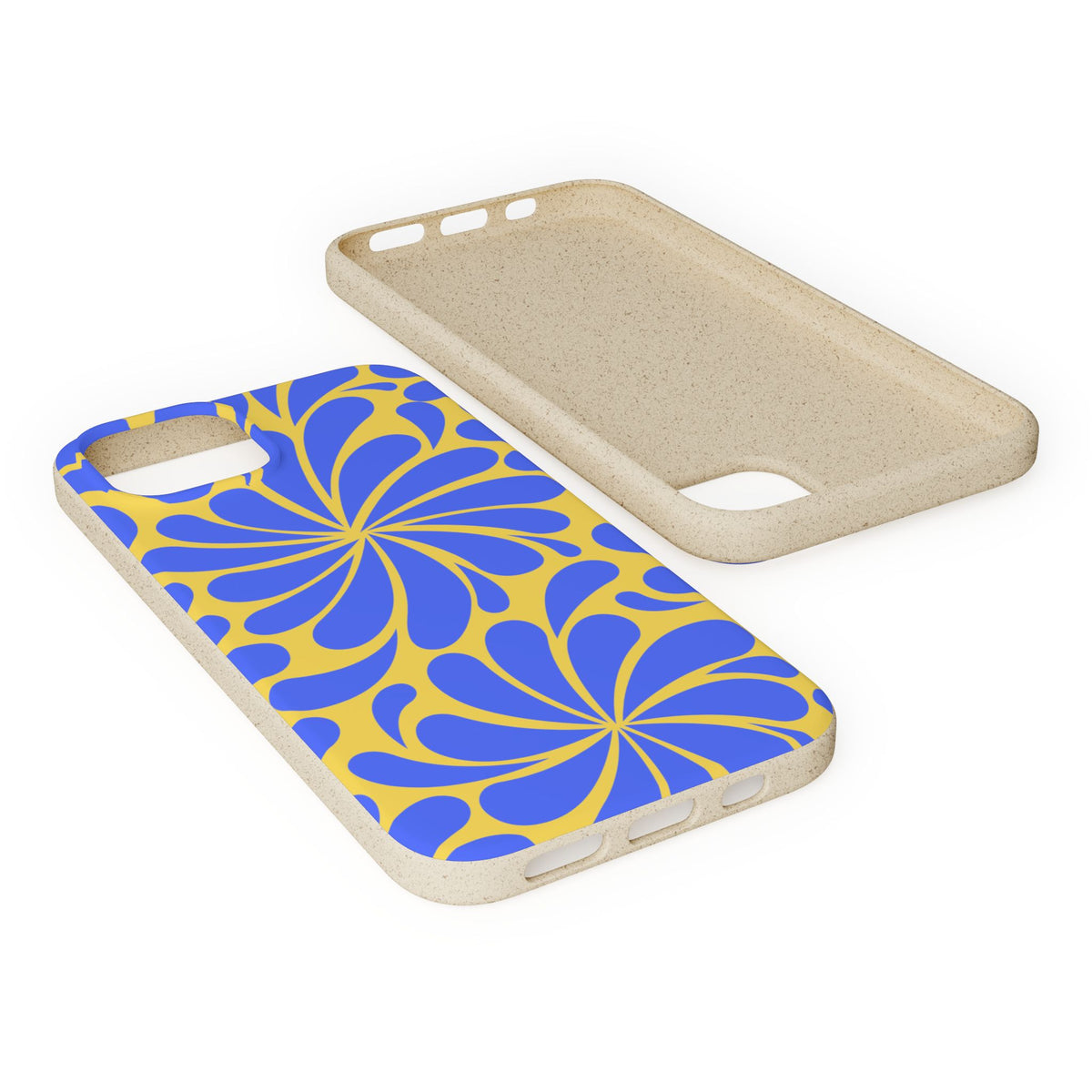 Biodegradable Phone Case — Blue & Yellow Retro Swirl Eco Phone Cover