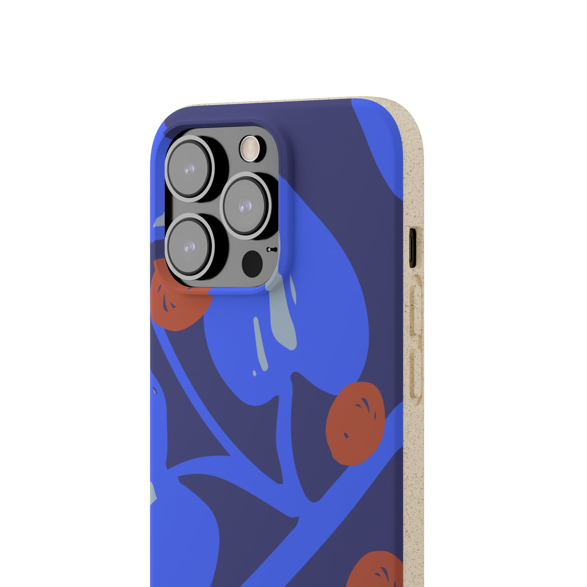 Biodegradable Phone Case — Bold Blue Abstract Floral Berry Design