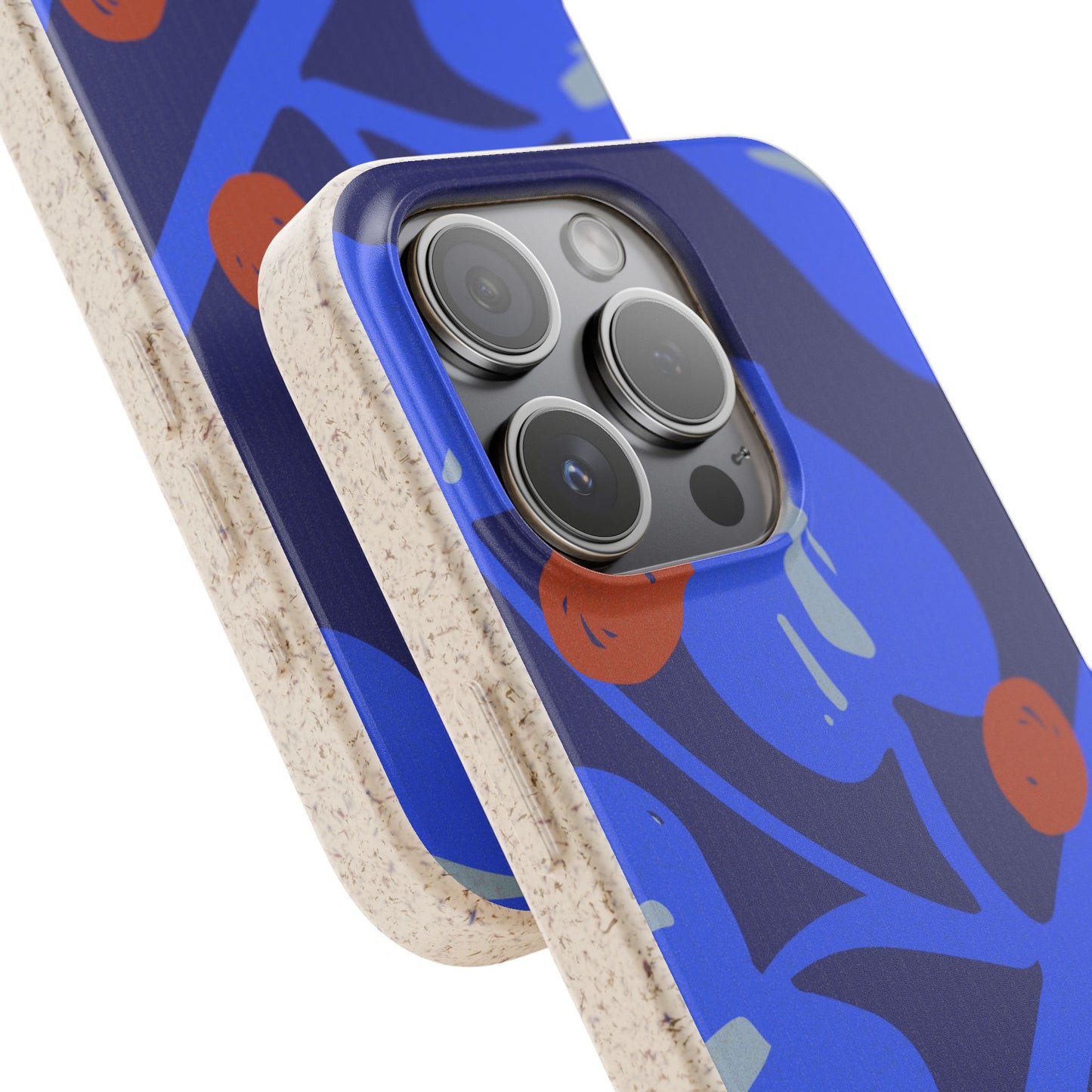 Biodegradable Phone Case — Bold Blue Abstract Floral Berry Design