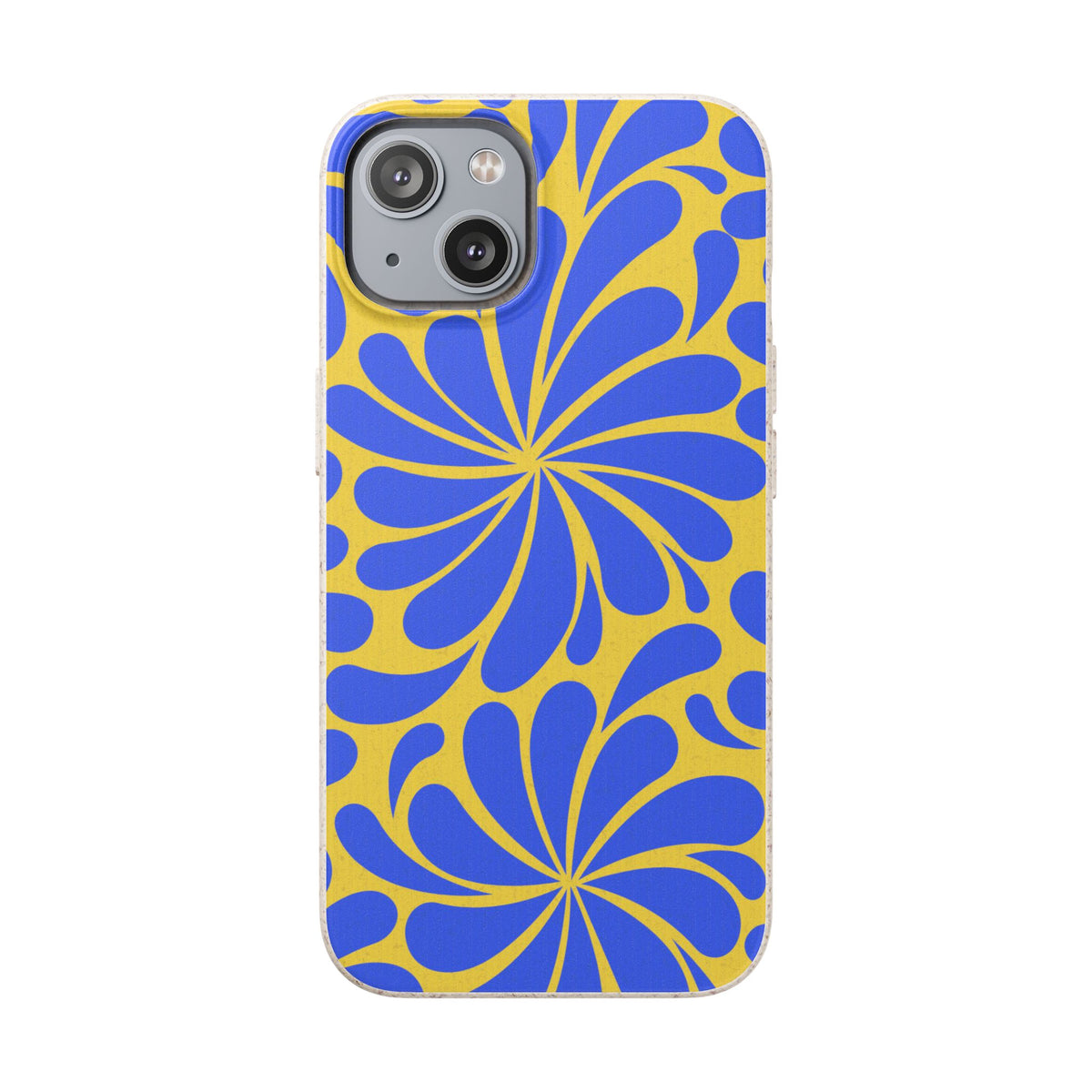 Biodegradable Phone Case — Blue & Yellow Retro Swirl Eco Phone Cover