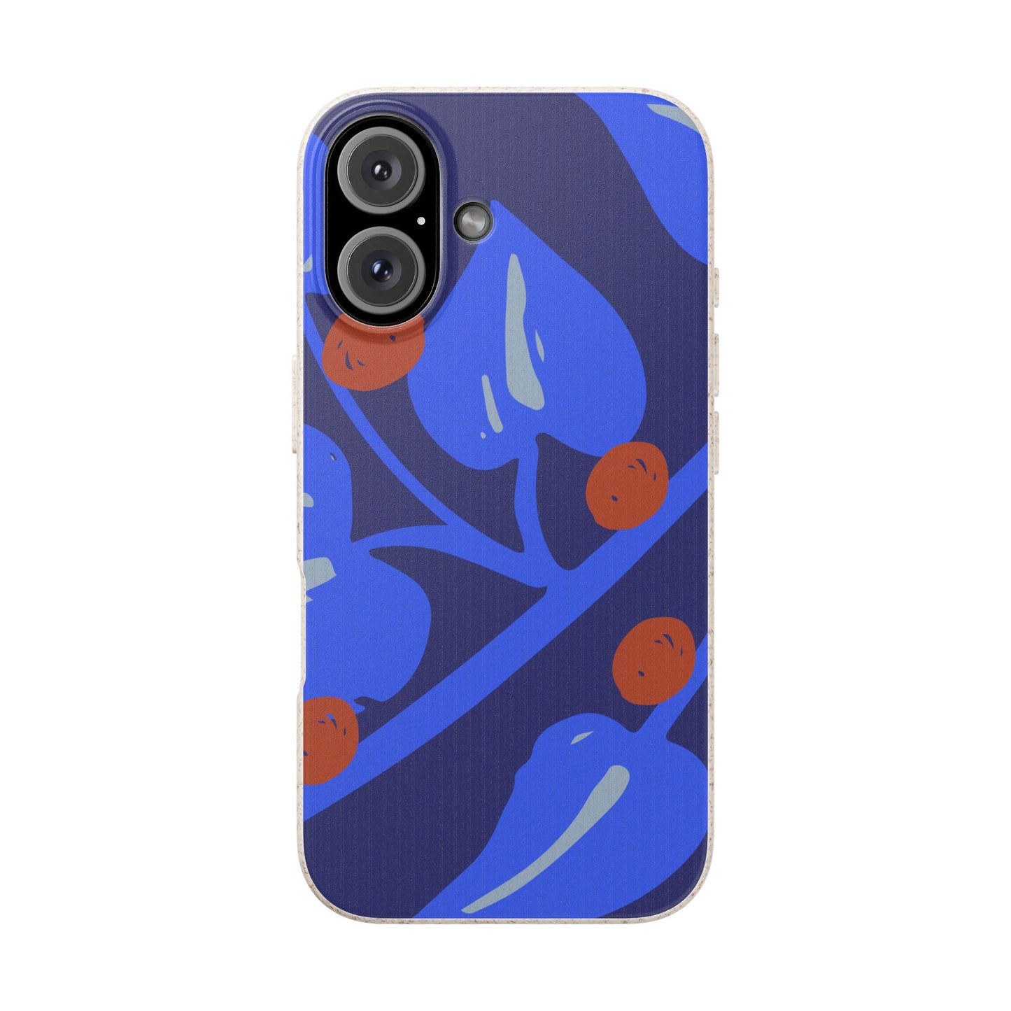 Biodegradable Phone Case — Bold Blue Abstract Floral Berry Design