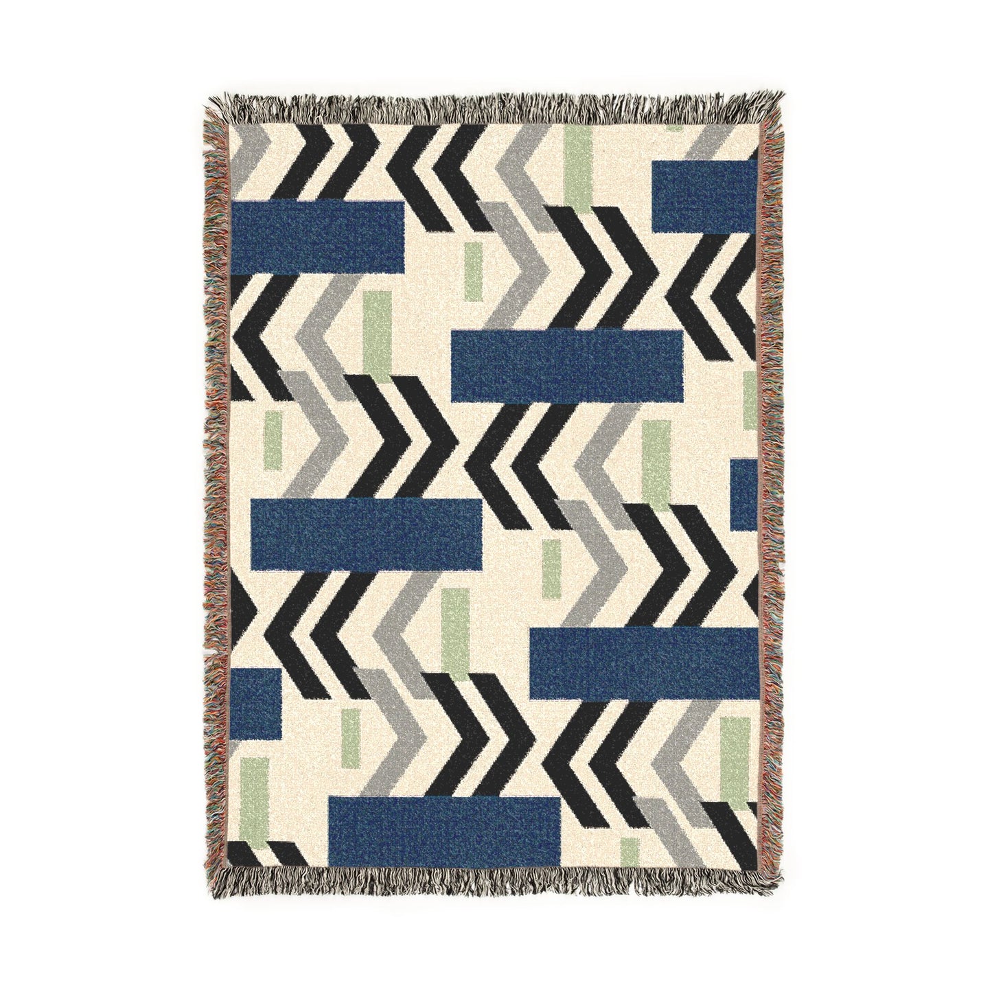 Geometric Birch Tree Woven Blanket — Boho Chevron Throw for Living Room & Camping