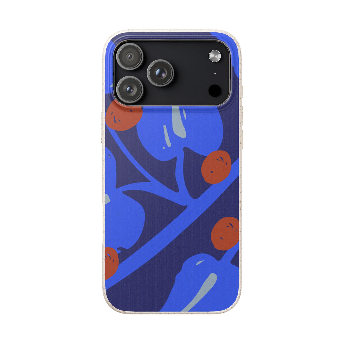 Biodegradable Phone Case — Bold Blue Abstract Floral Berry Design