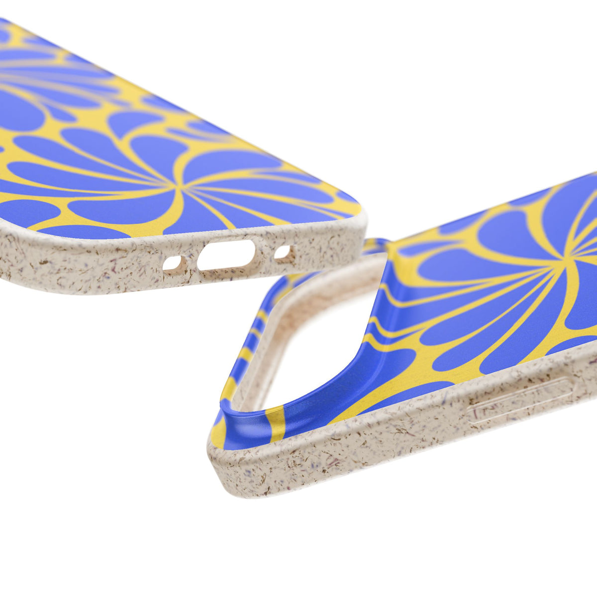 Biodegradable Phone Case — Blue & Yellow Retro Swirl Eco Phone Cover