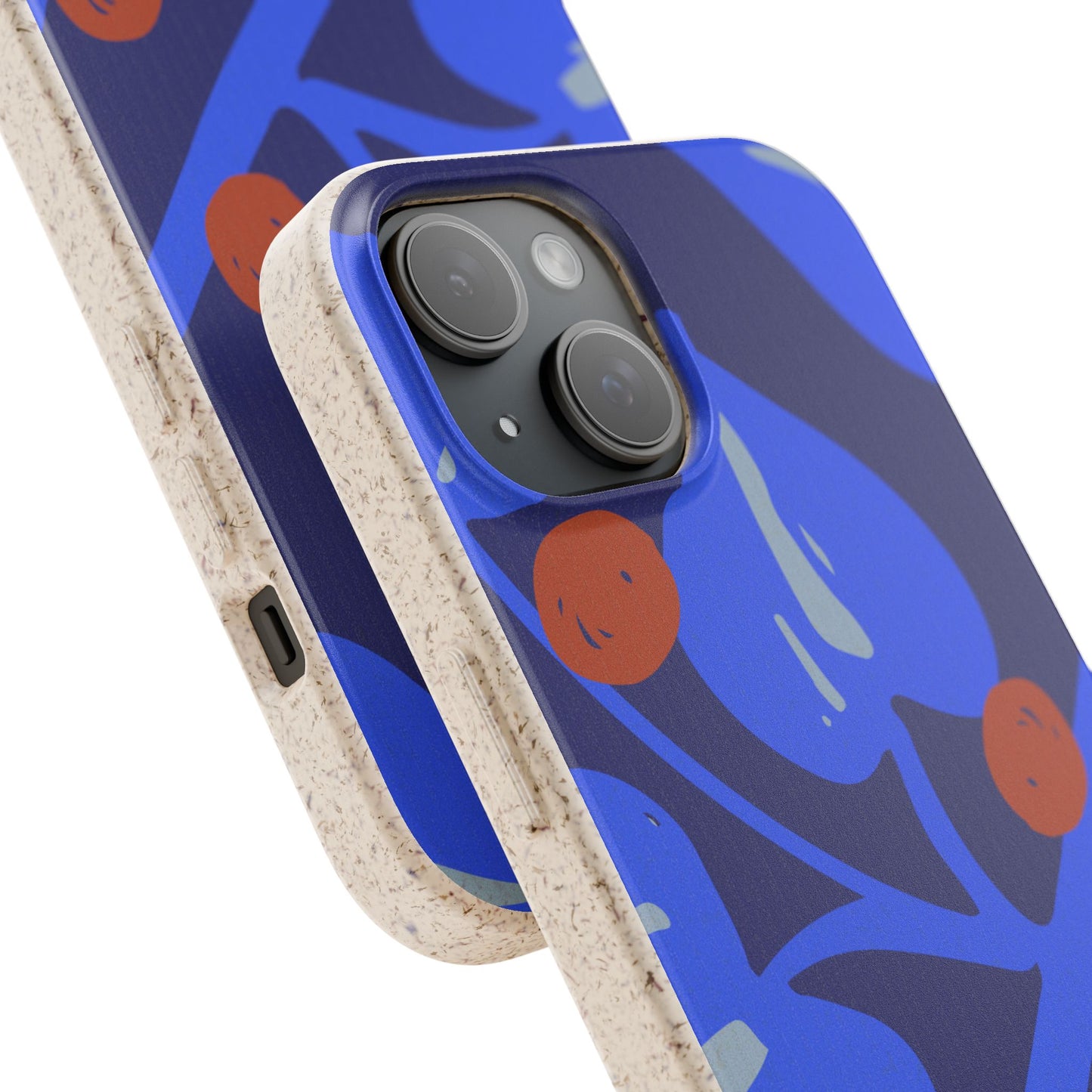 Biodegradable Phone Case — Bold Blue Abstract Floral Berry Design