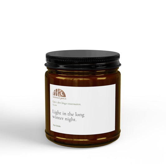 VINTERRO Soy Candle — “Light in the Long Winter Night” Amber Jar (4oz & 9oz)