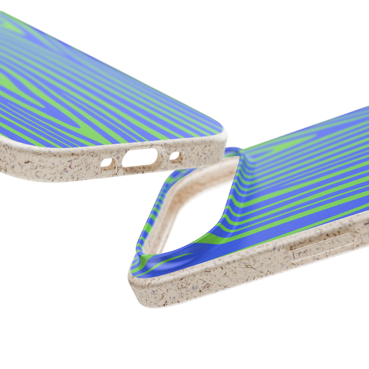 Eco Woodgrain Phone Case — Biodegradable Blue & Green Pattern