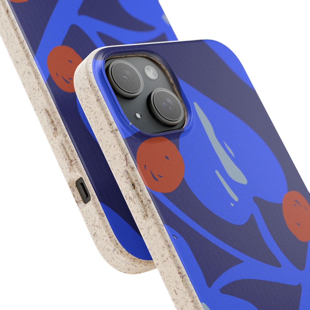 Biodegradable Phone Case — Bold Blue Abstract Floral Berry Design