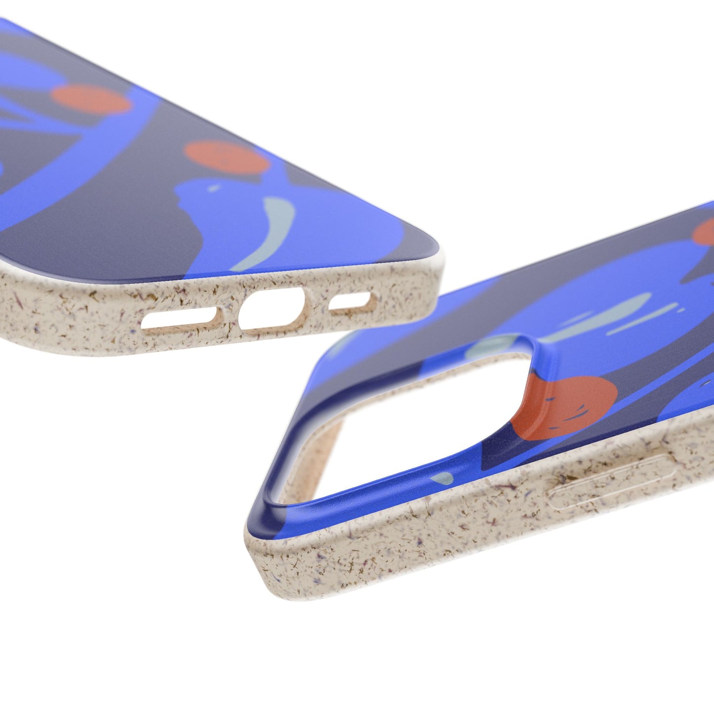 Biodegradable Phone Case — Bold Blue Abstract Floral Berry Design