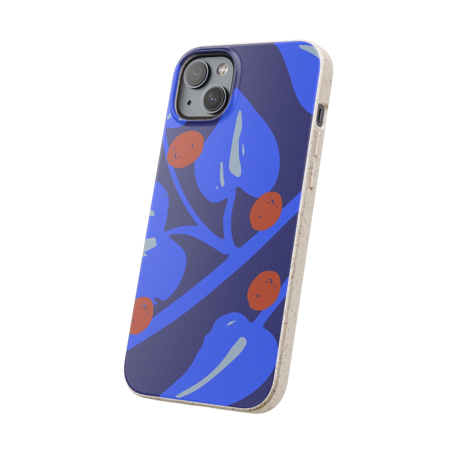 Biodegradable Phone Case — Bold Blue Abstract Floral Berry Design