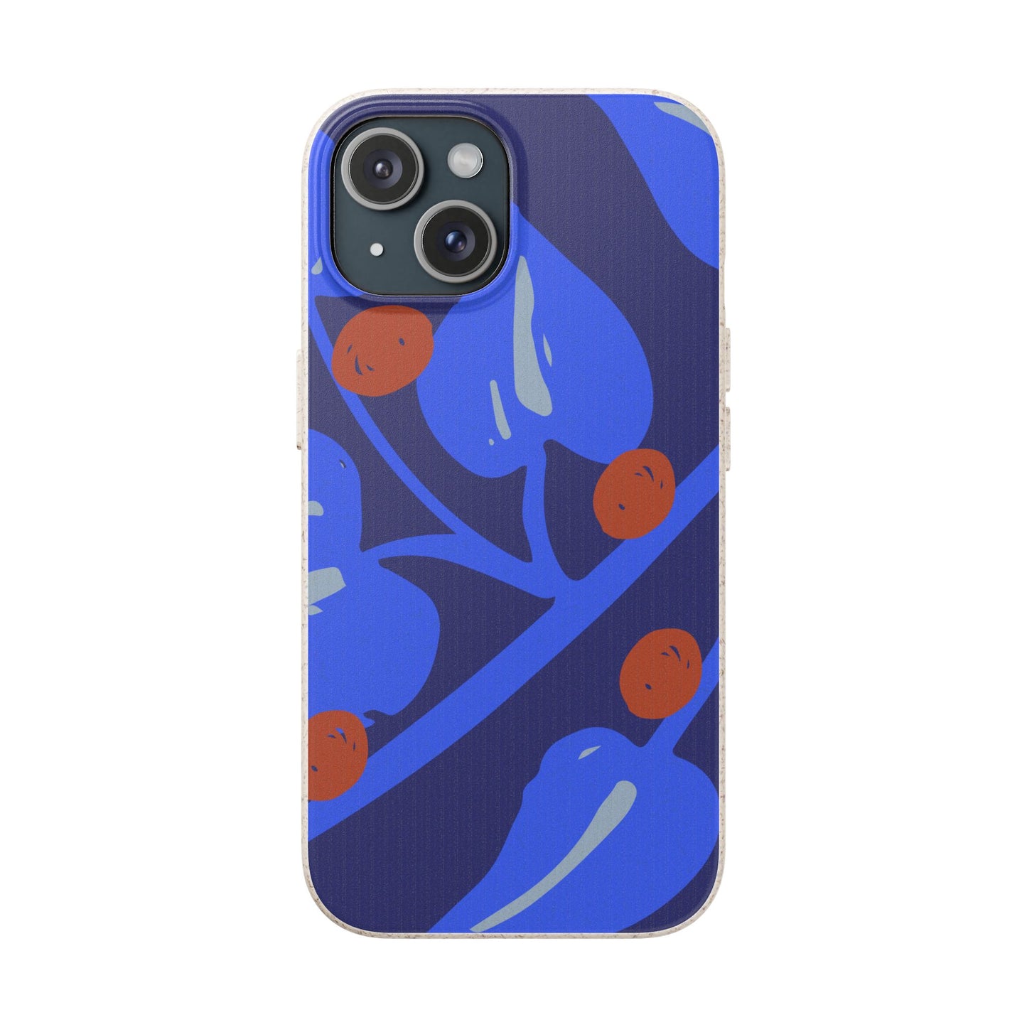 Biodegradable Phone Case — Bold Blue Abstract Floral Berry Design