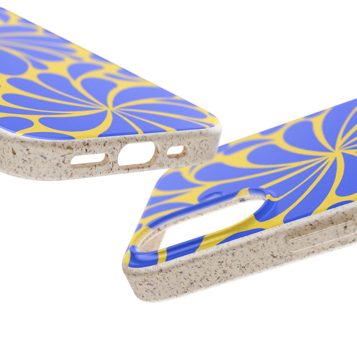 Biodegradable Phone Case — Blue & Yellow Retro Swirl Eco Phone Cover