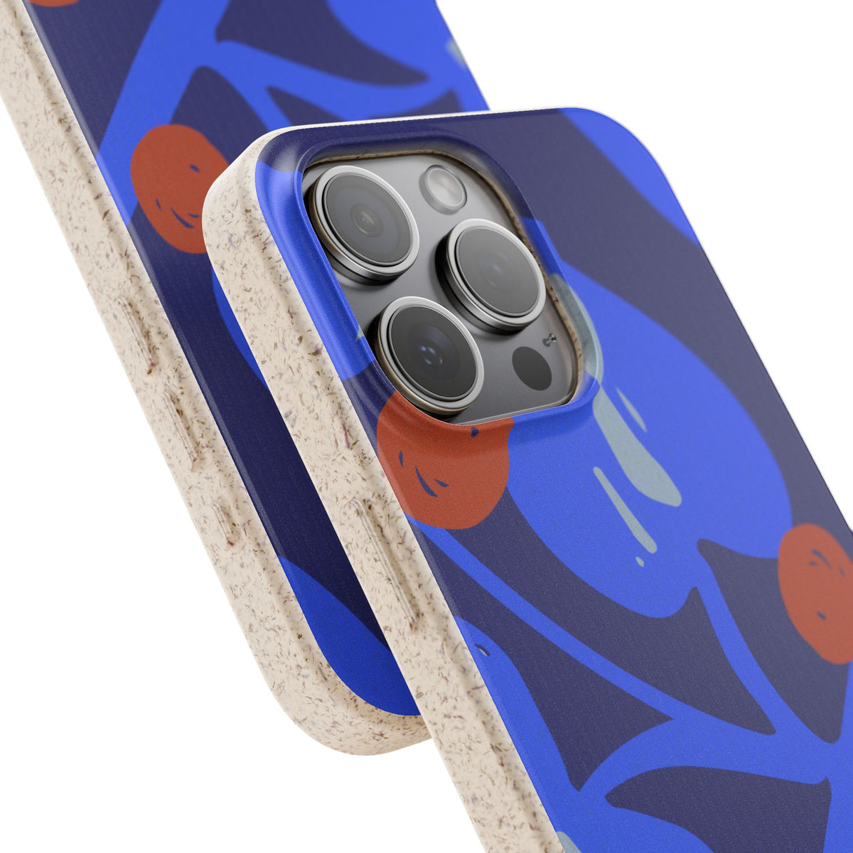 Biodegradable Phone Case — Bold Blue Abstract Floral Berry Design