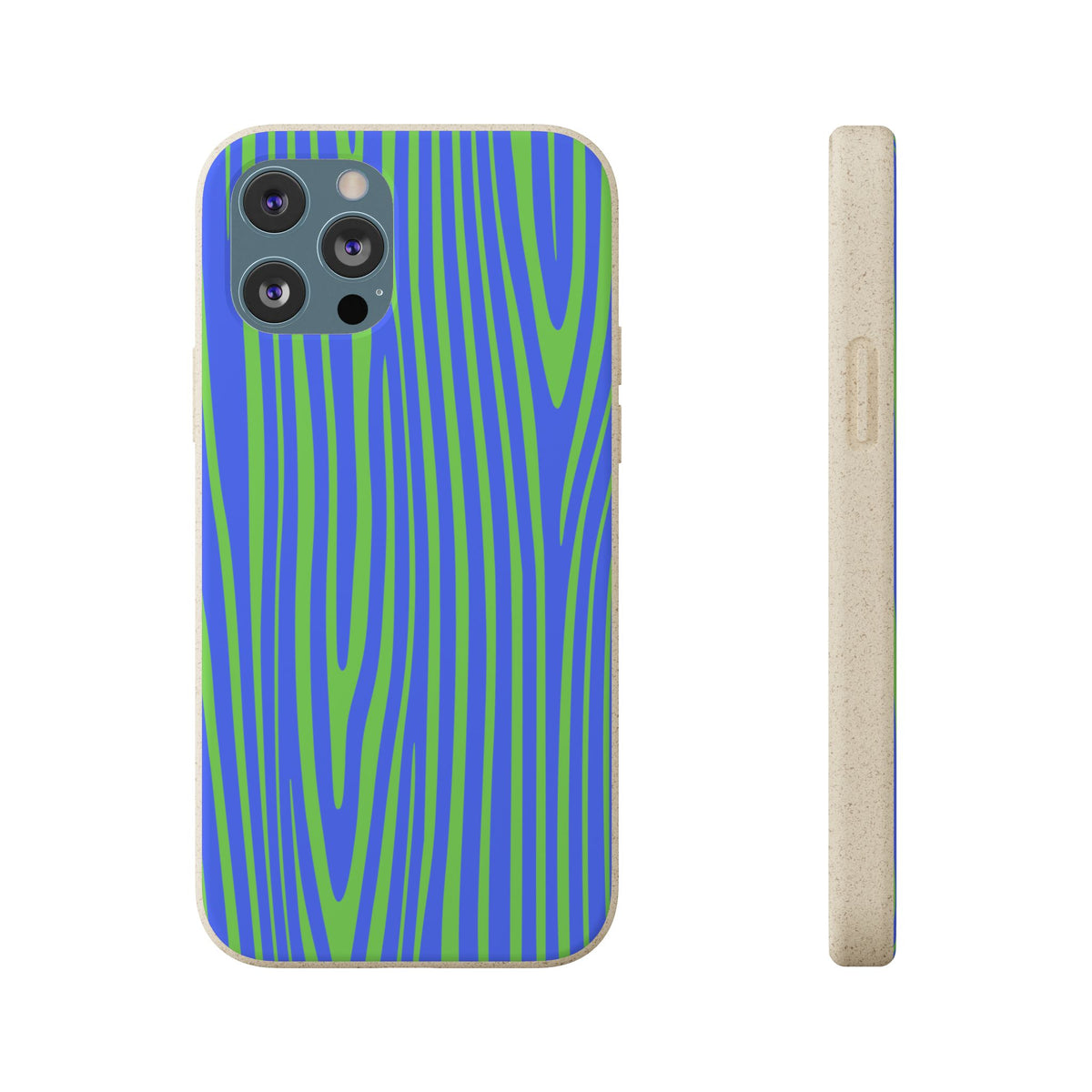 Eco Woodgrain Phone Case — Biodegradable Blue & Green Pattern