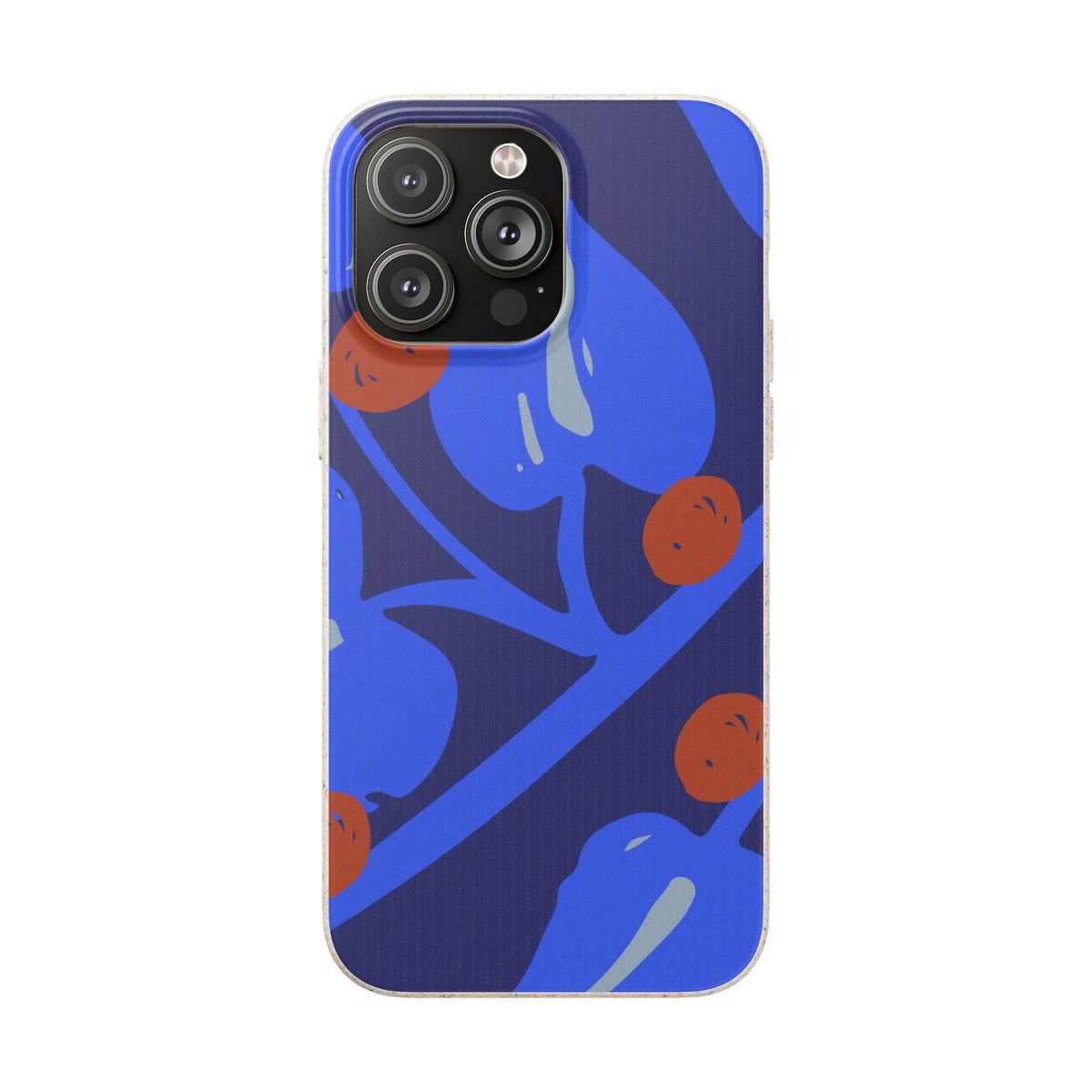 Biodegradable Phone Case — Bold Blue Abstract Floral Berry Design