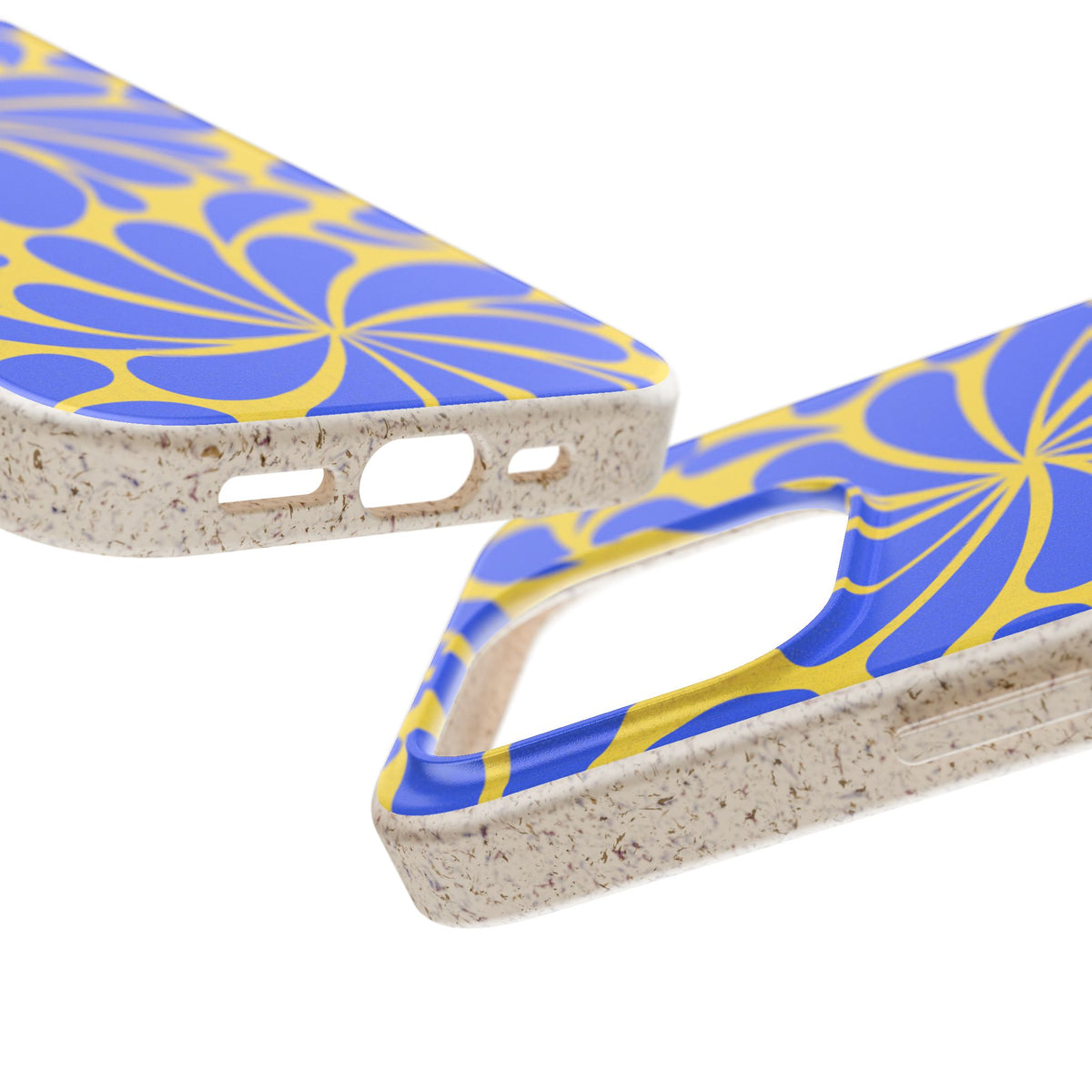 Biodegradable Phone Case — Blue & Yellow Retro Swirl Eco Phone Cover