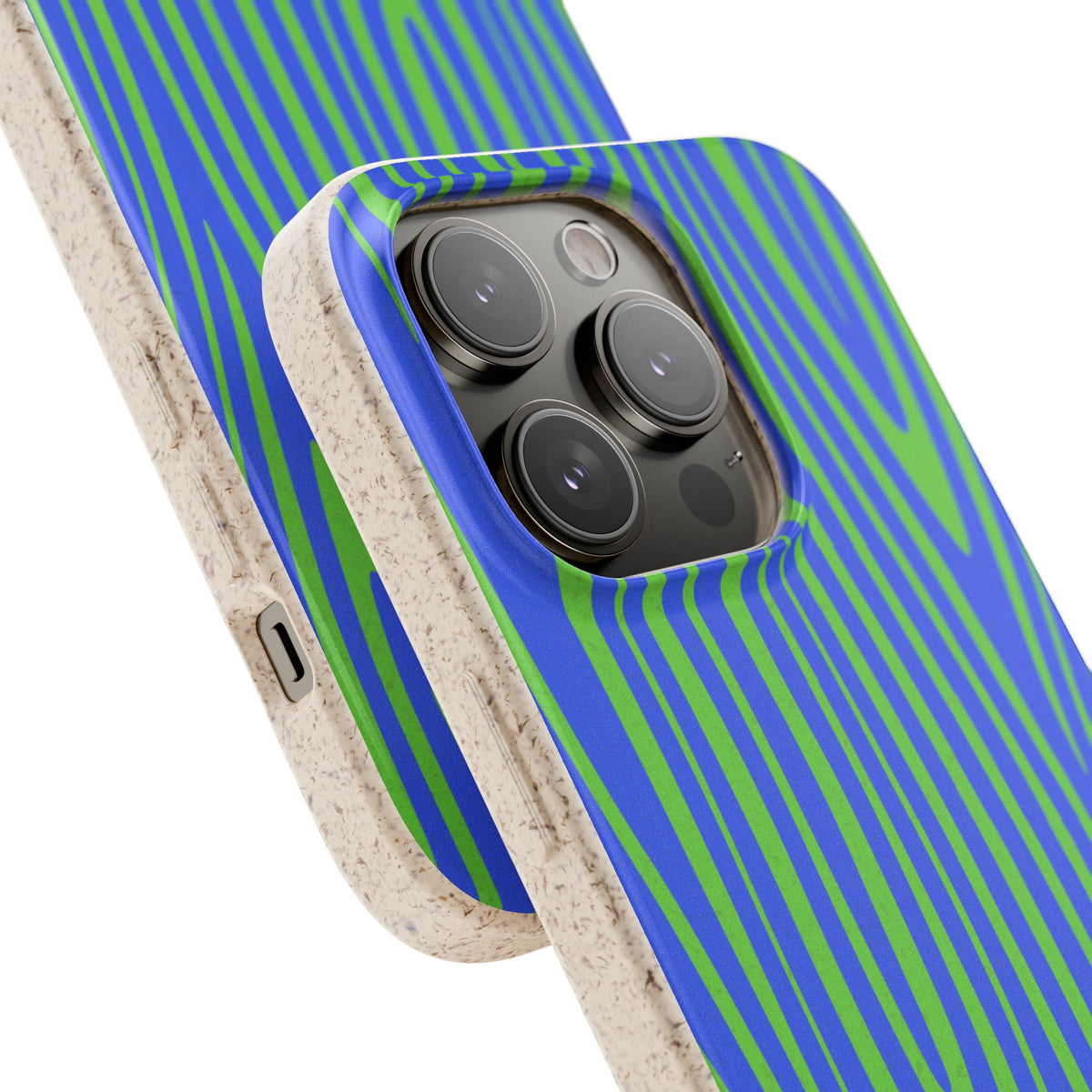 Eco Woodgrain Phone Case — Biodegradable Blue & Green Pattern