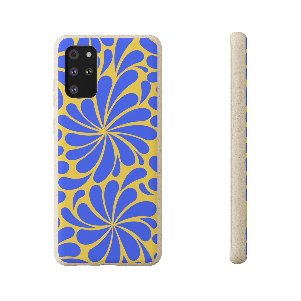 Biodegradable Phone Case — Blue & Yellow Retro Swirl Eco Phone Cover