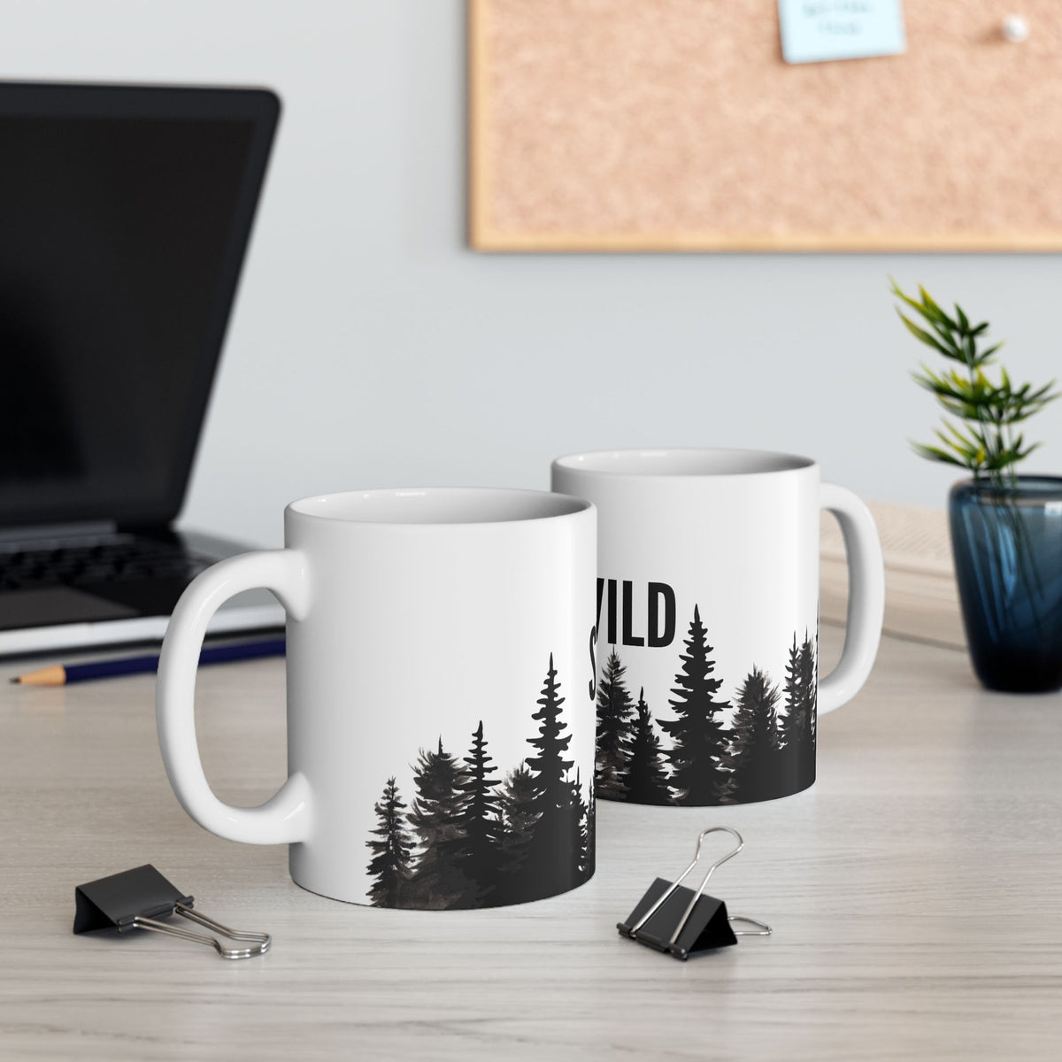 Stay Wild Alpine Ceramic Mug – Minimalist Forest Coffee Cup (11oz, 15oz)