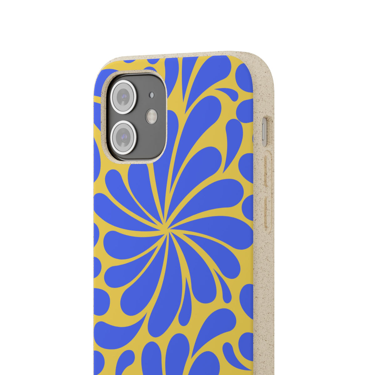 Biodegradable Phone Case — Blue & Yellow Retro Swirl Eco Phone Cover
