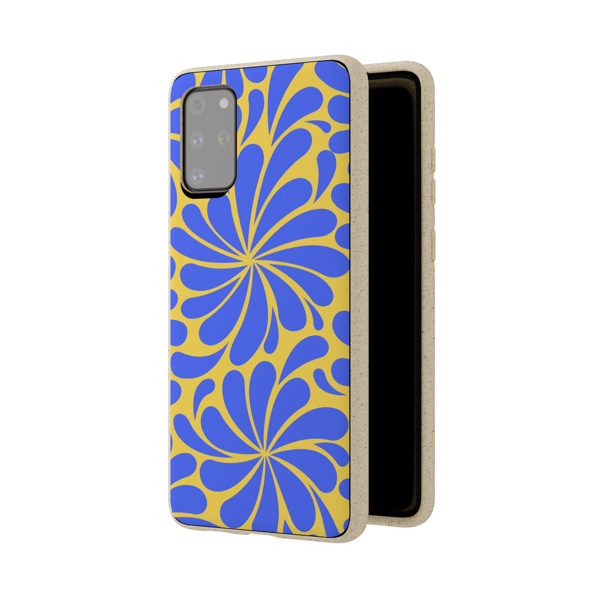 Biodegradable Phone Case — Blue & Yellow Retro Swirl Eco Phone Cover