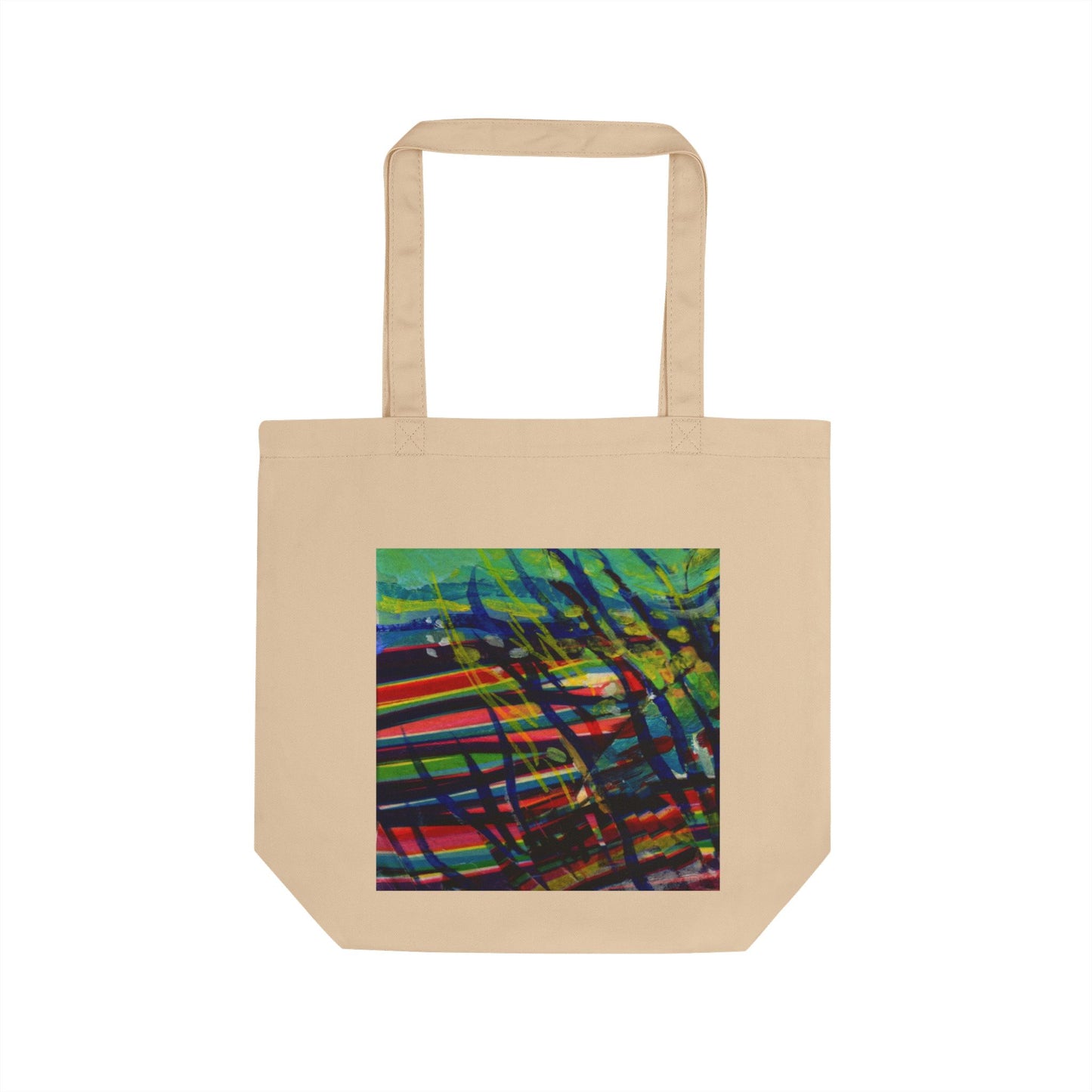 Artistic North Wind Goddess Eco Tote Bag – Colorful Wind and Grassy Waves Canvas Grocery Tote