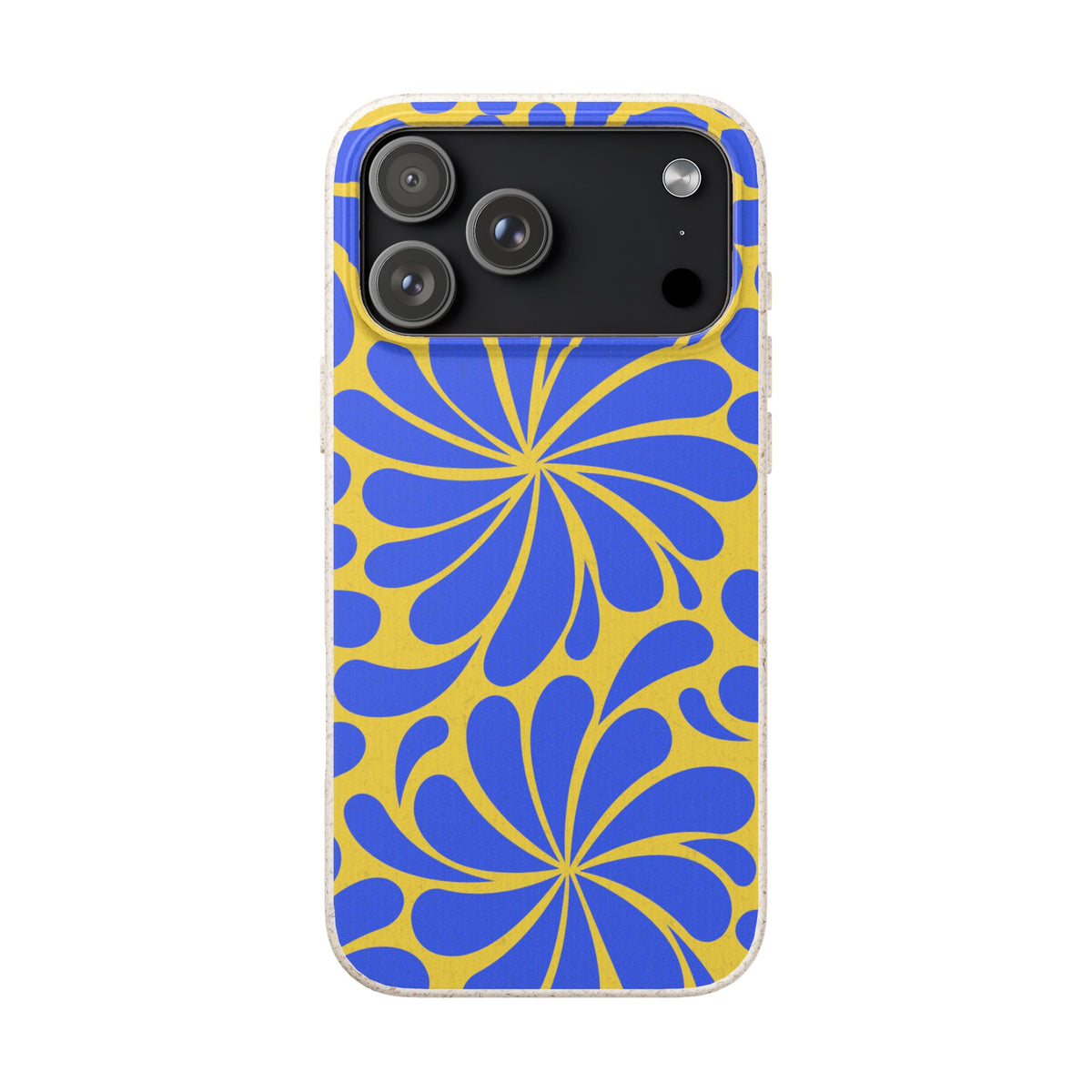 Biodegradable Phone Case — Blue & Yellow Retro Swirl Eco Phone Cover
