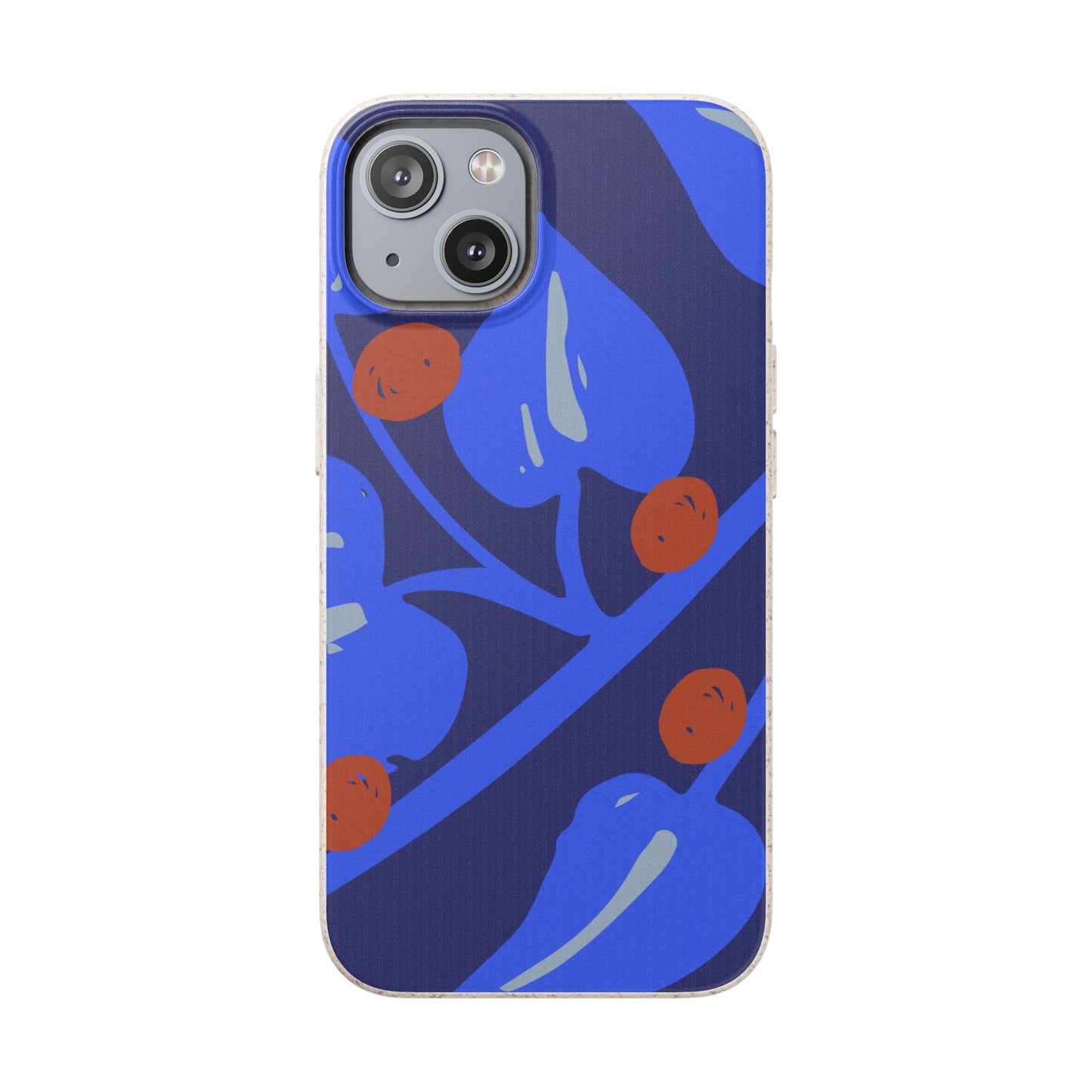 Biodegradable Phone Case — Bold Blue Abstract Floral Berry Design