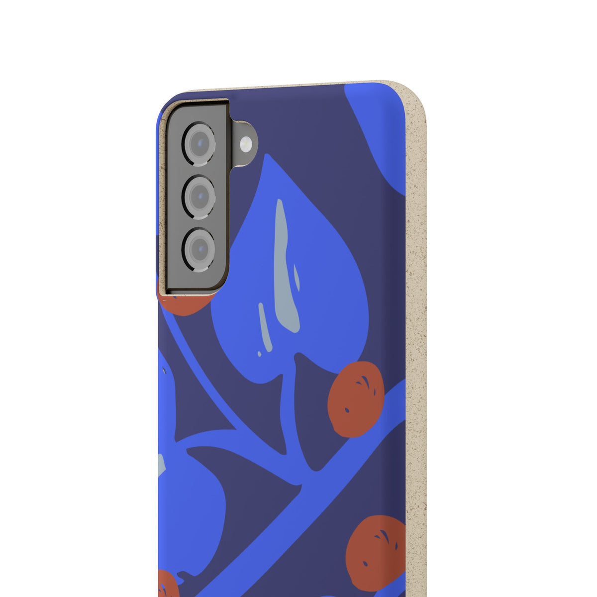 Biodegradable Phone Case — Bold Blue Abstract Floral Berry Design