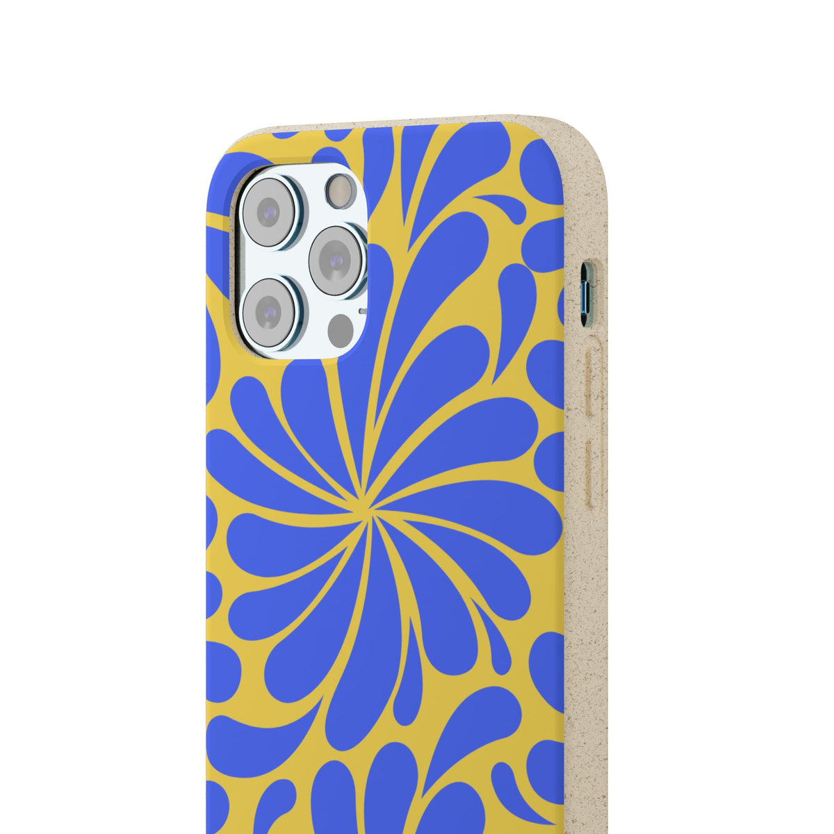 Biodegradable Phone Case — Blue & Yellow Retro Swirl Eco Phone Cover