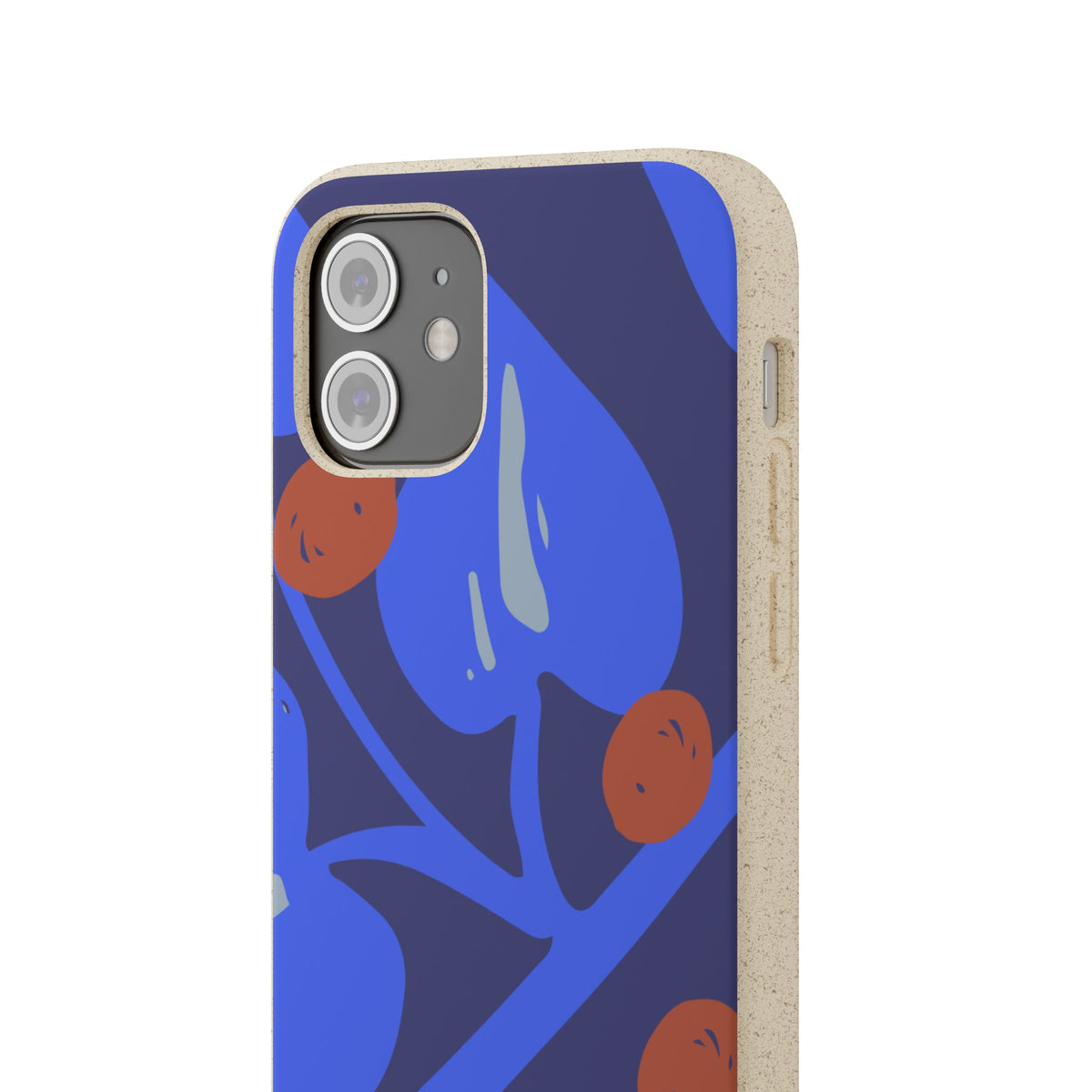 Biodegradable Phone Case — Bold Blue Abstract Floral Berry Design