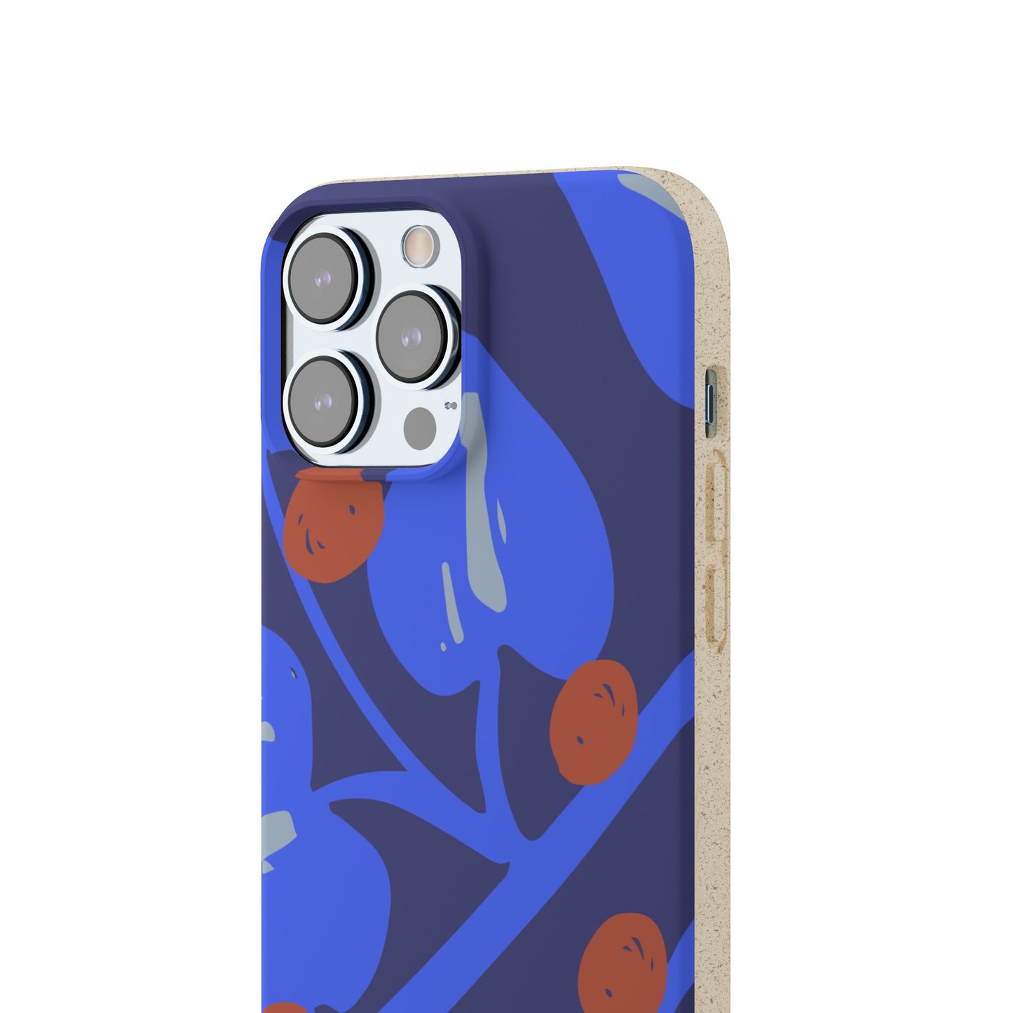 Biodegradable Phone Case — Bold Blue Abstract Floral Berry Design