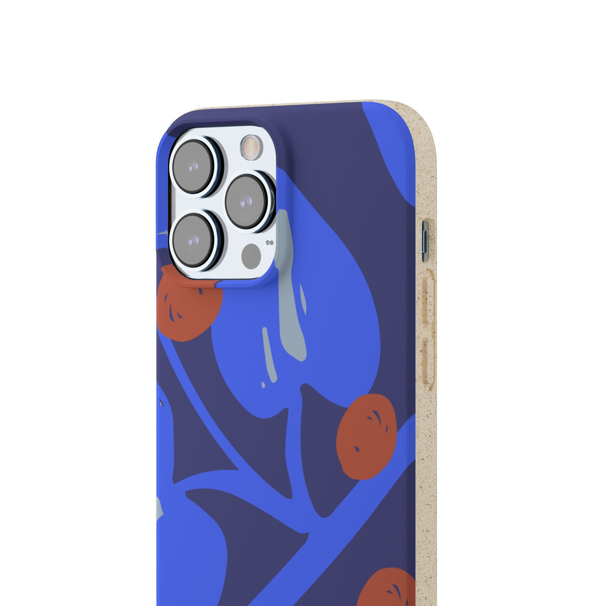 Biodegradable Phone Case — Bold Blue Abstract Floral Berry Design
