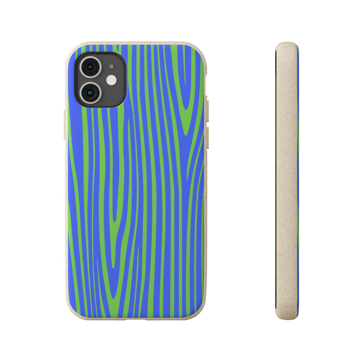Eco Woodgrain Phone Case — Biodegradable Blue & Green Pattern