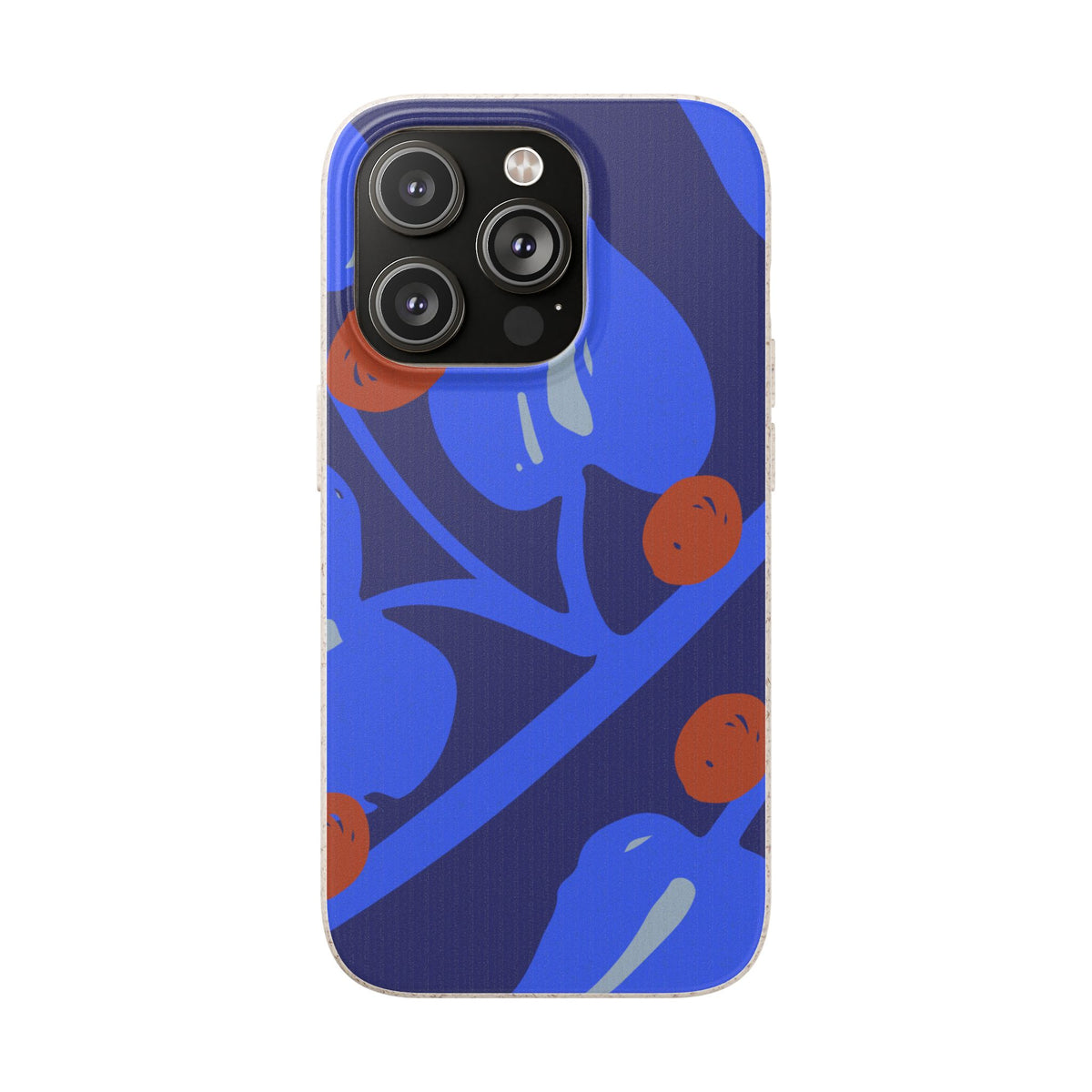 Biodegradable Phone Case — Bold Blue Abstract Floral Berry Design
